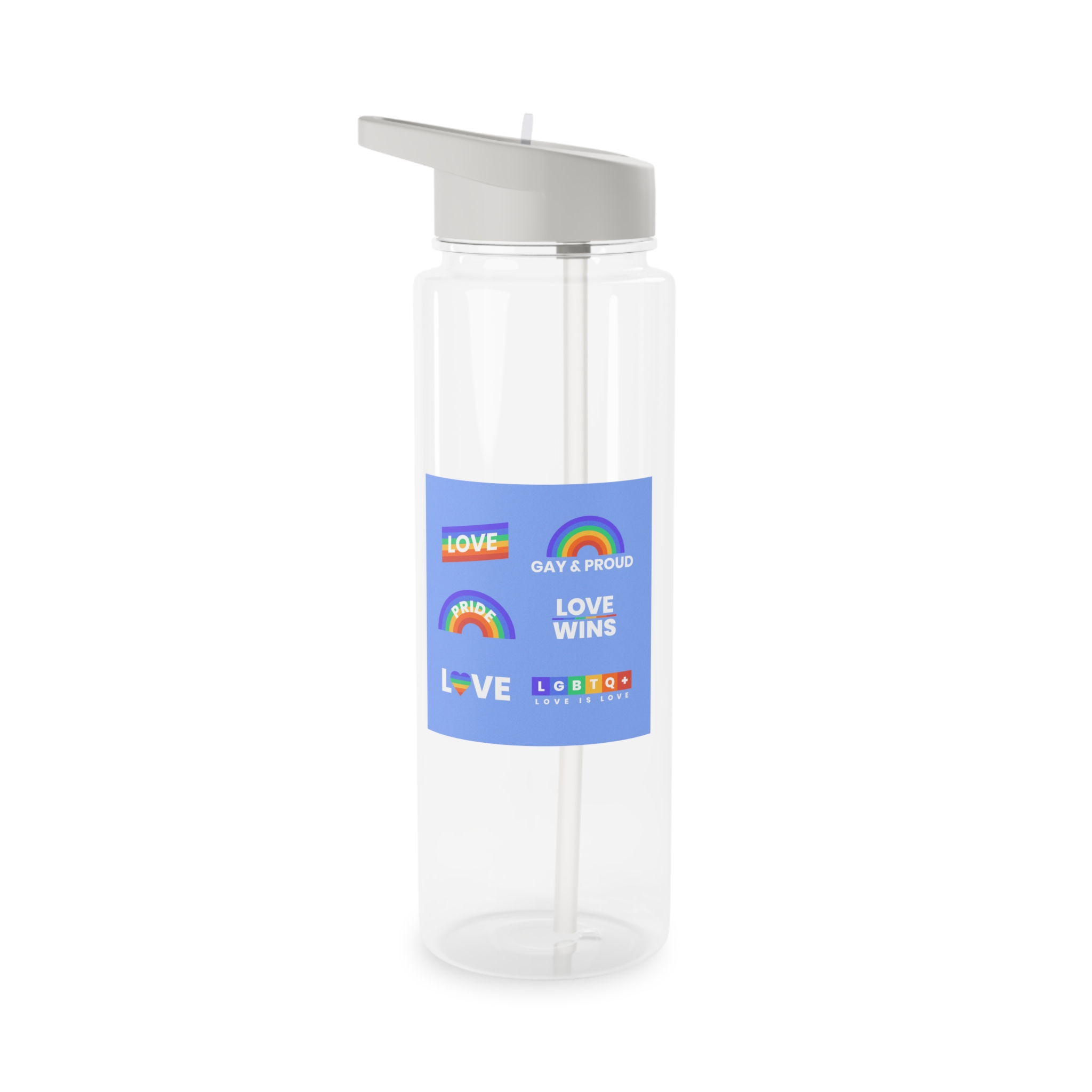 Pride Day Concept Rainbow Labels Tritan Water Bottle - Image 5