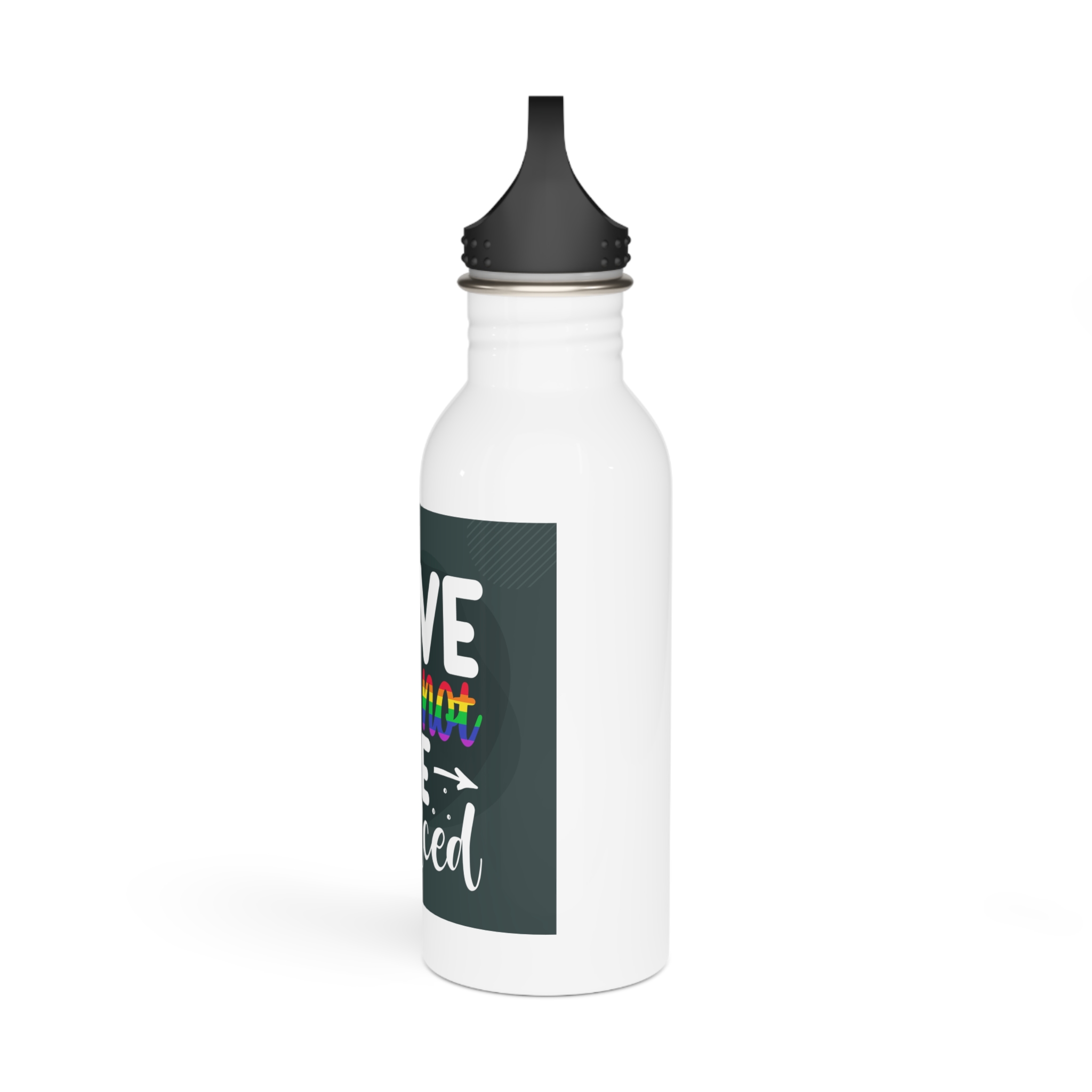 Love Will Be Silenced Premium Gay Pride Lettering Vector Design Stainless Steel Water Bottle - Image 4