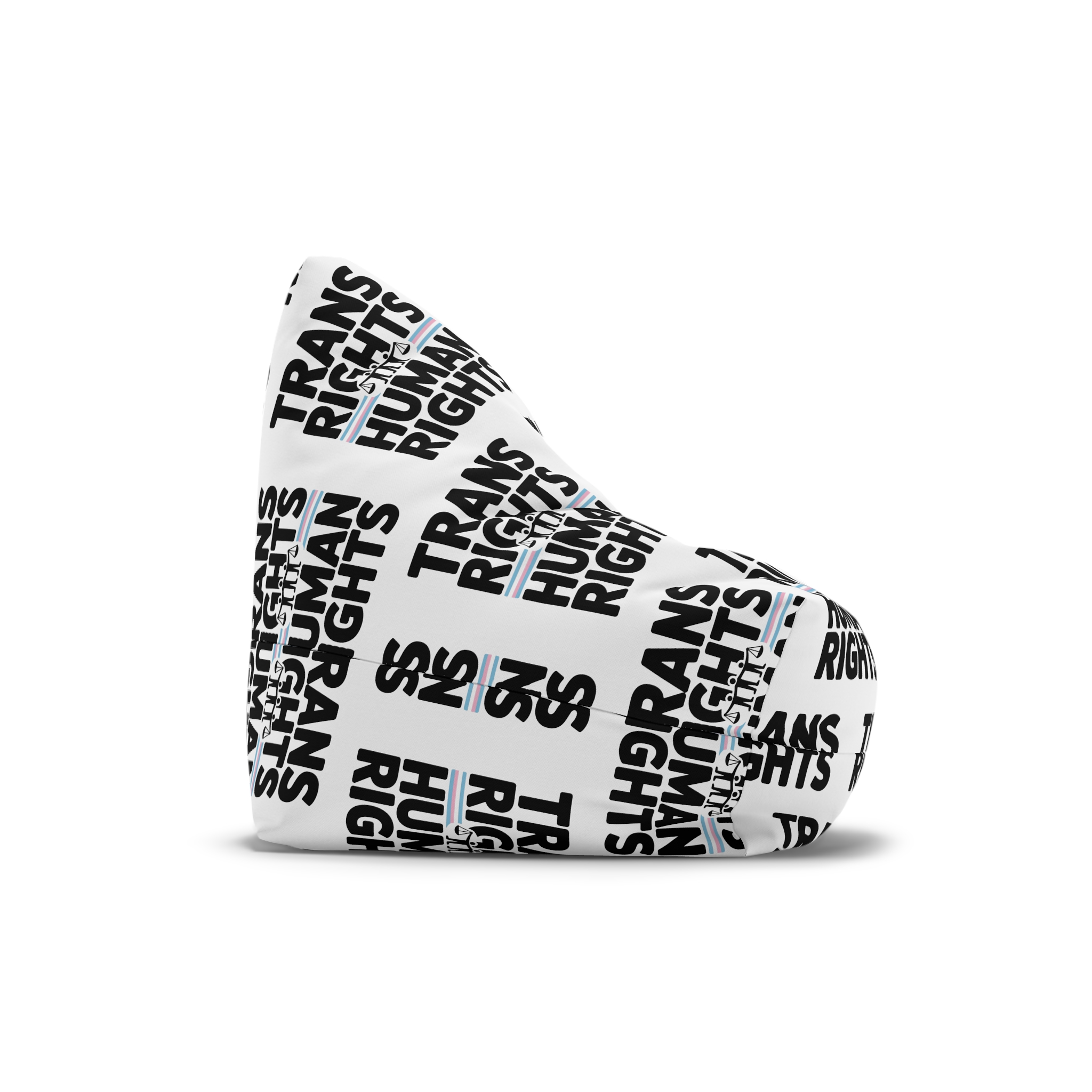 Trans Rights Human Rights T Shirt Design Isolated White Background Bean Bag Chair Cover - Image 3