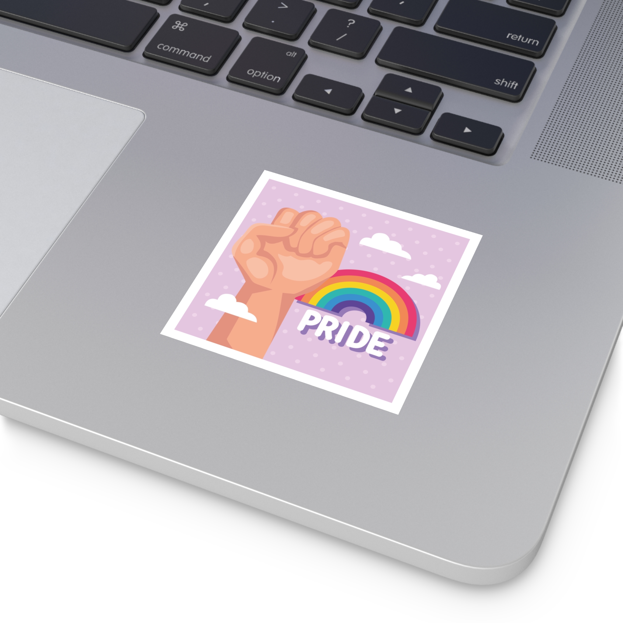 Pride Lettering With Rainbow Card Laminate Stickers Square - Image 3