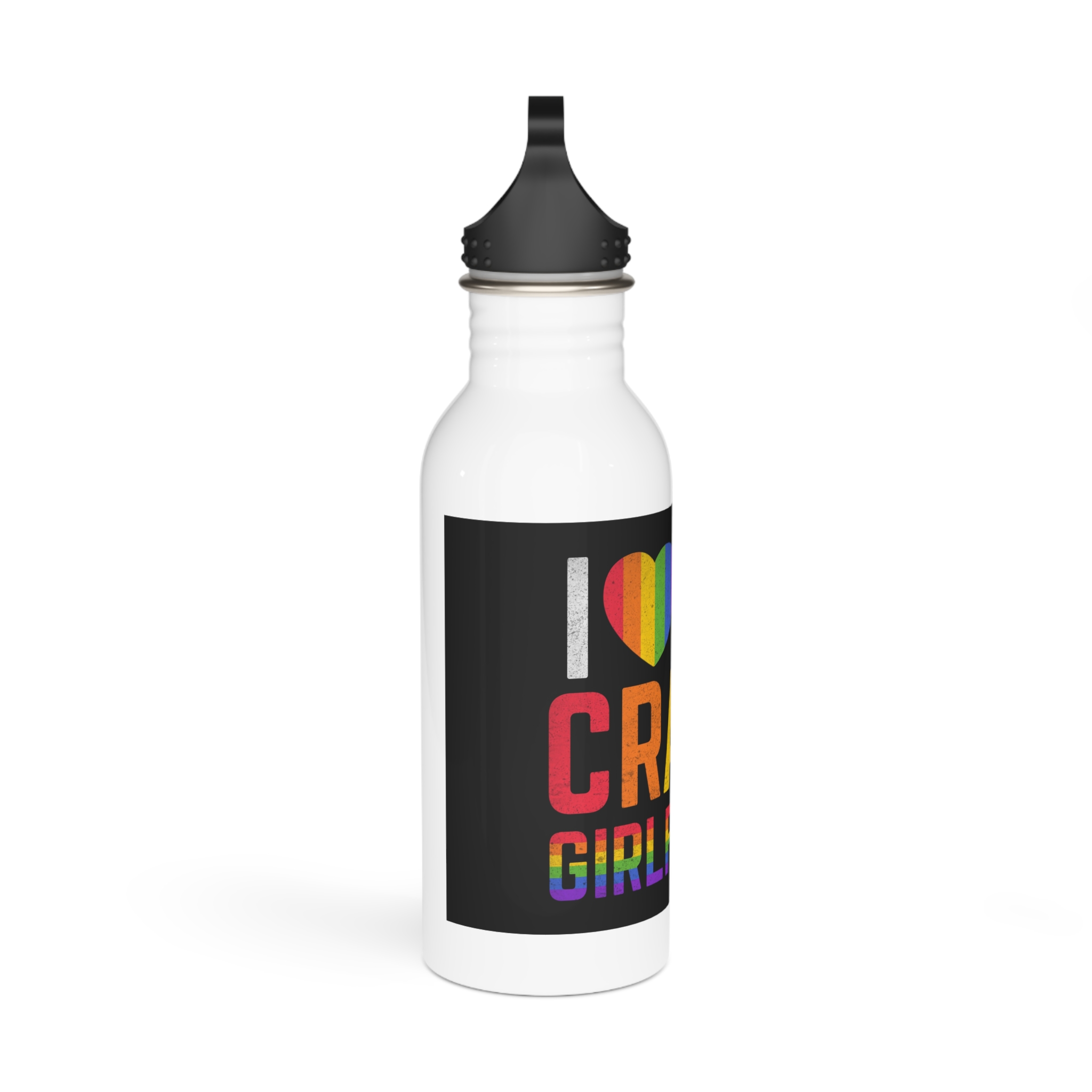 Pride Gay Rainbow Typography Vector Premium T Shirt(5) Stainless Steel Water Bottle - Image 2