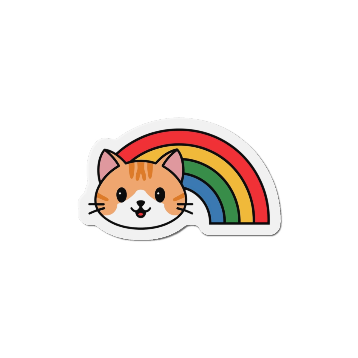 Cartoon Cat Head Illustration With Rainbow Happy Expression Die Cut Magnets - Image 7