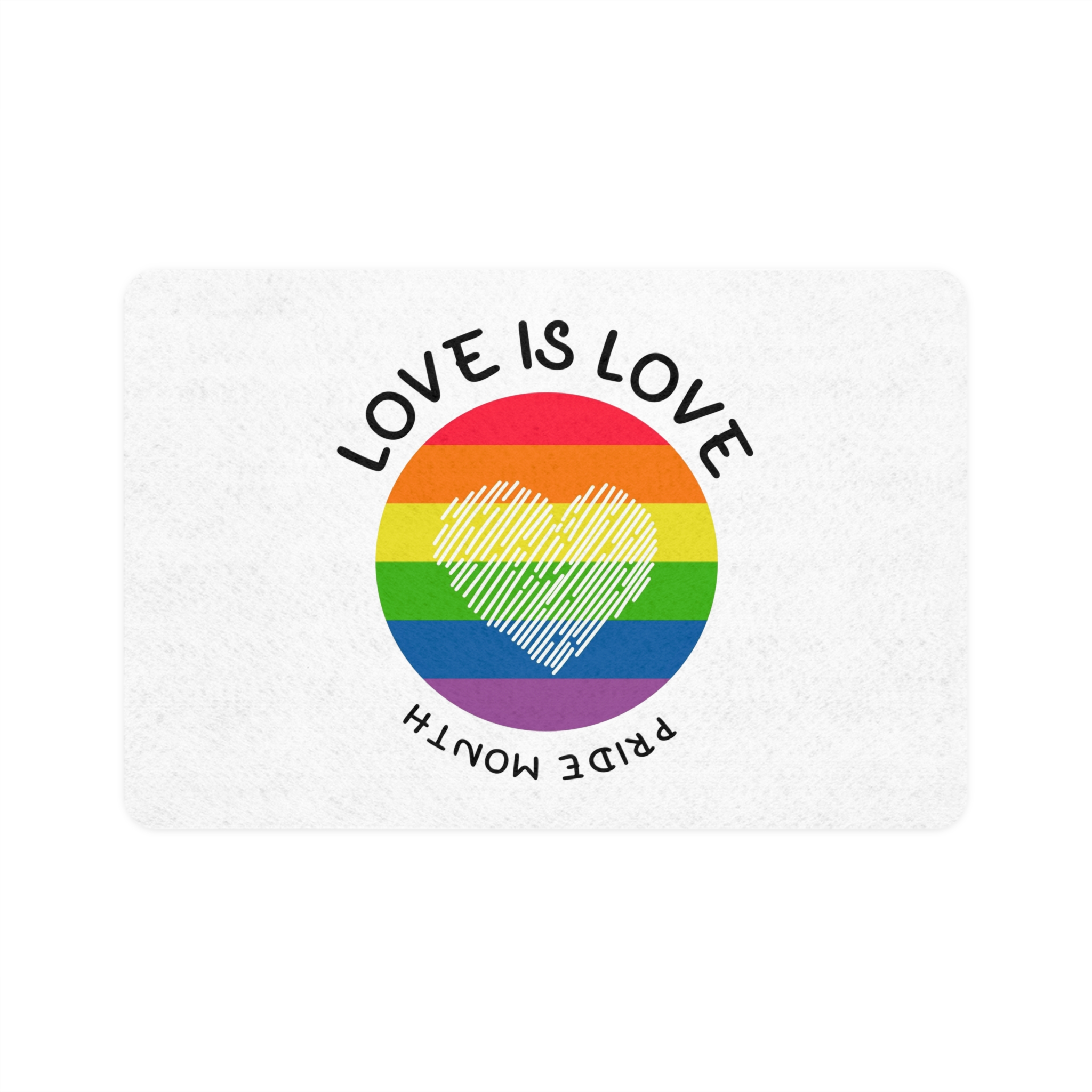 Lgbt Pride Month Love Is Love Lgbtq Symbol With Lgbt Pride Round Rainbow Flag With Heart Gay Pride Pet Food Mat 12x18