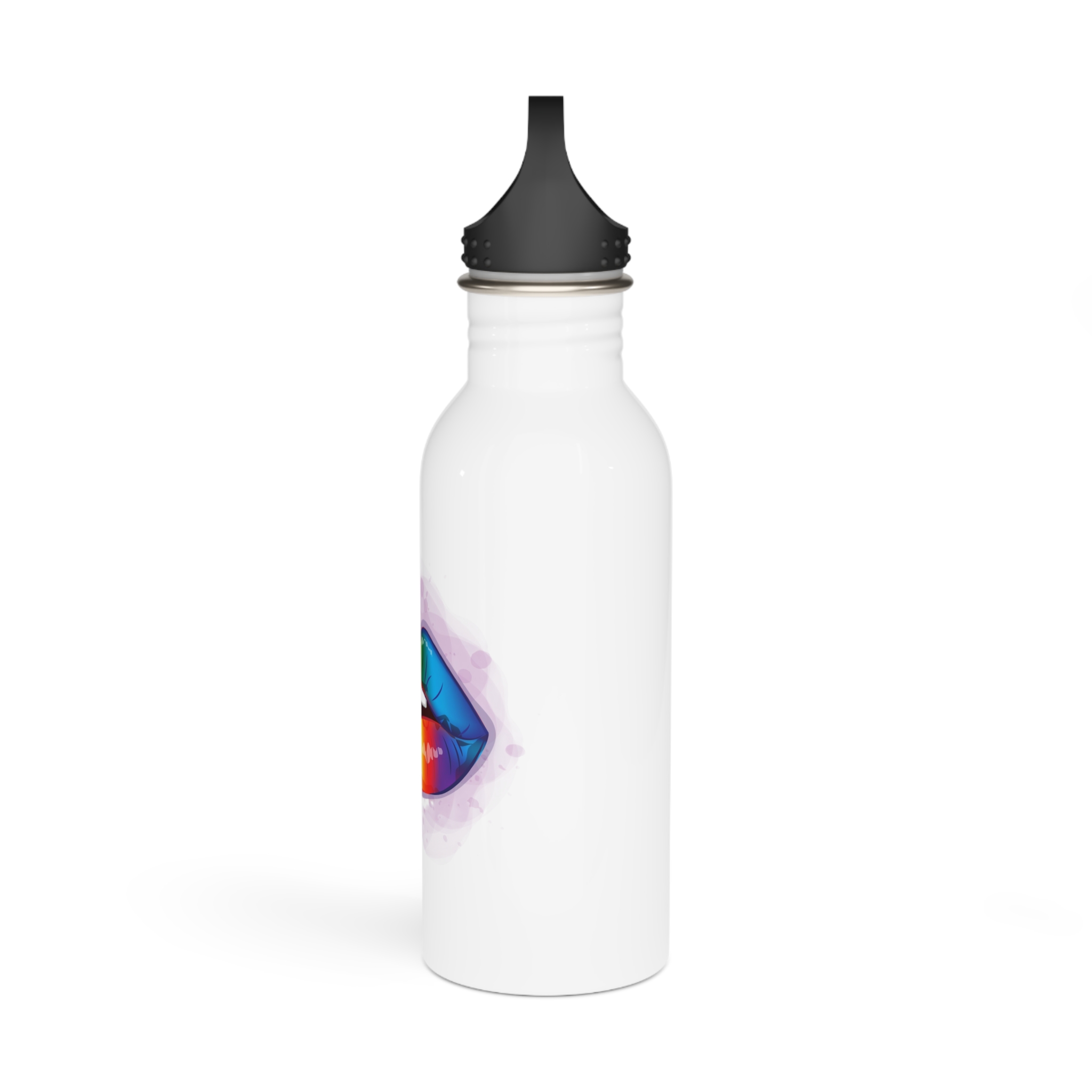 Rainbow Lips Lgbt Beautiful Fashionable Realistic Realistic Watercolor Style Print Vector Stainless Steel Water Bottle - Image 4