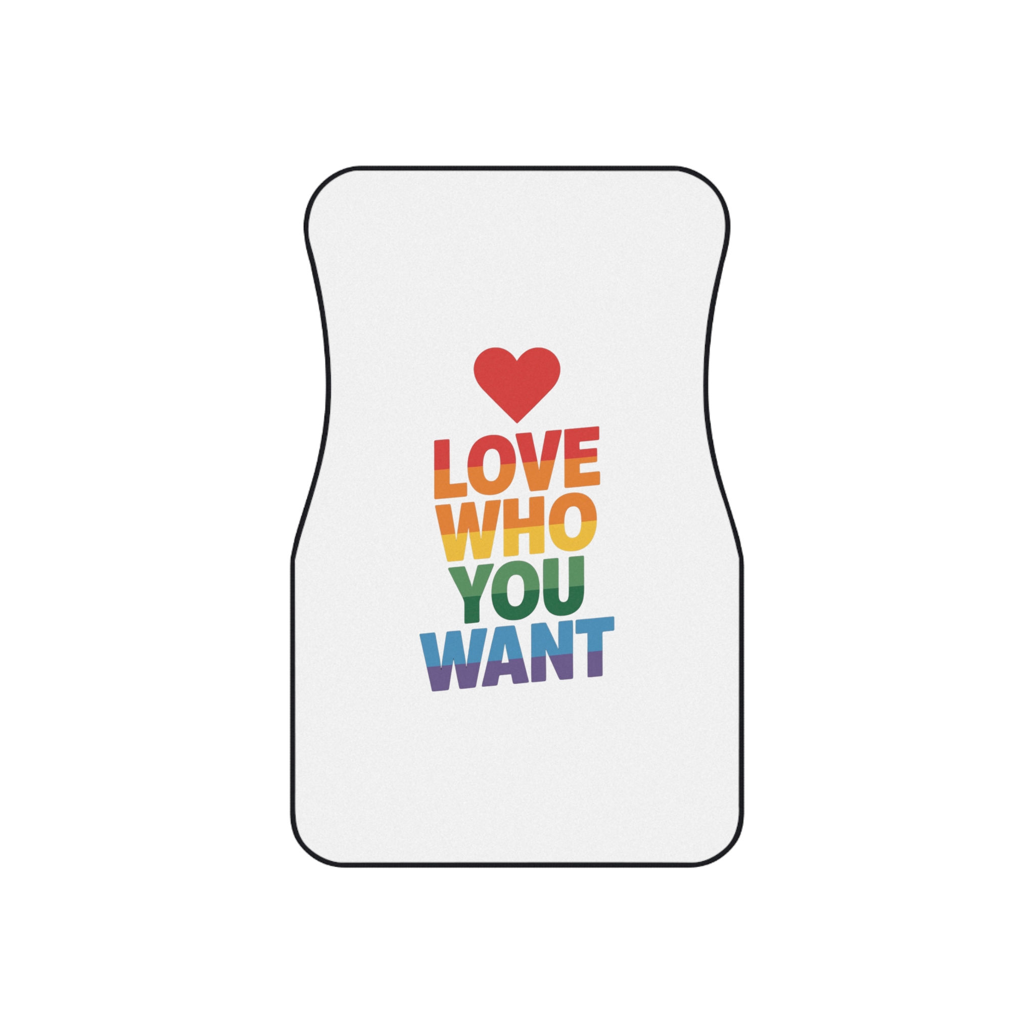 Rainbowcolored Text With Heart Symbol Saying Love Who You Want Car Mats Set Of 4 - Image 2