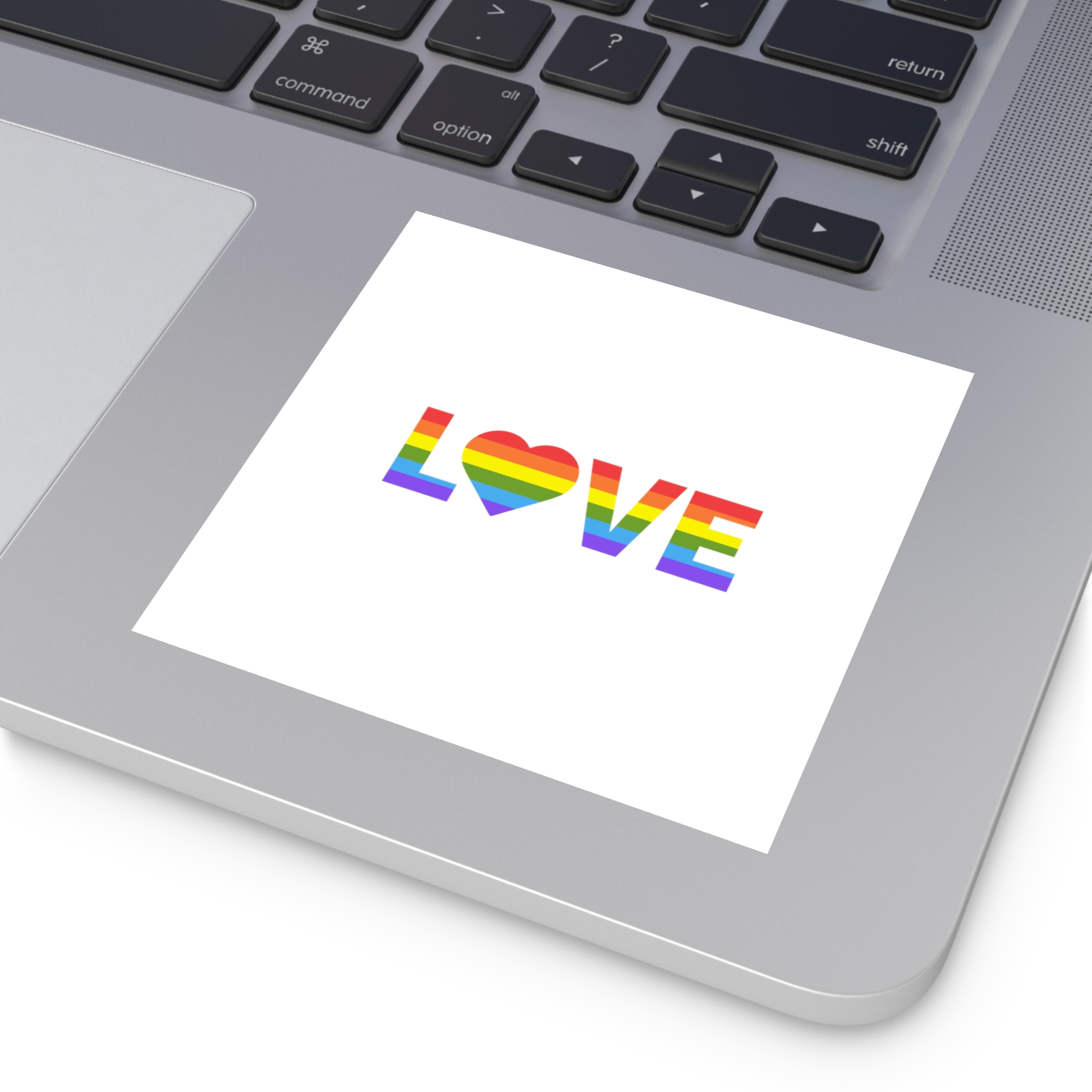 Love With Heart Rainbow Heart Shape Lgbtq Flag White Background Pride Month Laminate Stickers Square - Image 71