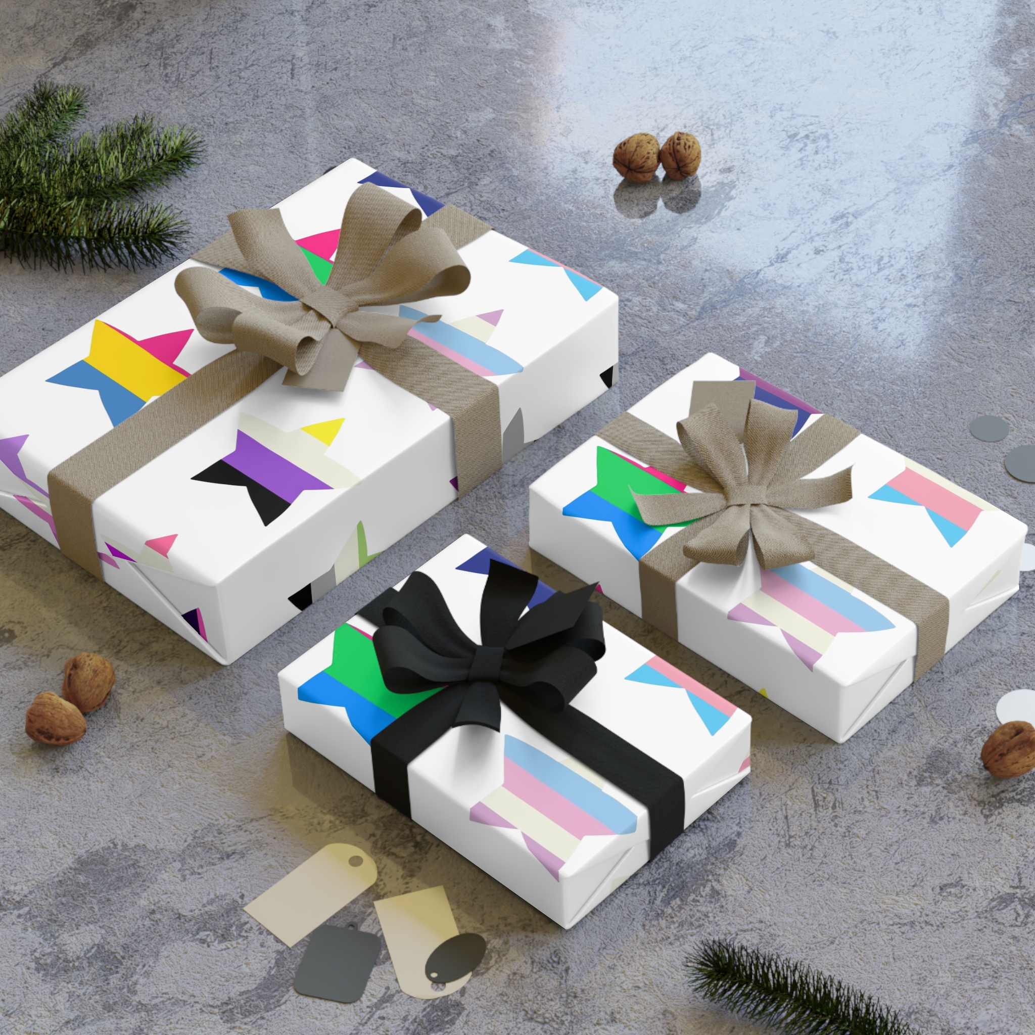 Set Colorful Lgbtq Pride Flag Star Shape Gender Equality Sexual Identity Pride Flags Collection Lgbtqia Community Pride Month Gift Wrapping Paper Rolls 1pc - Image 4