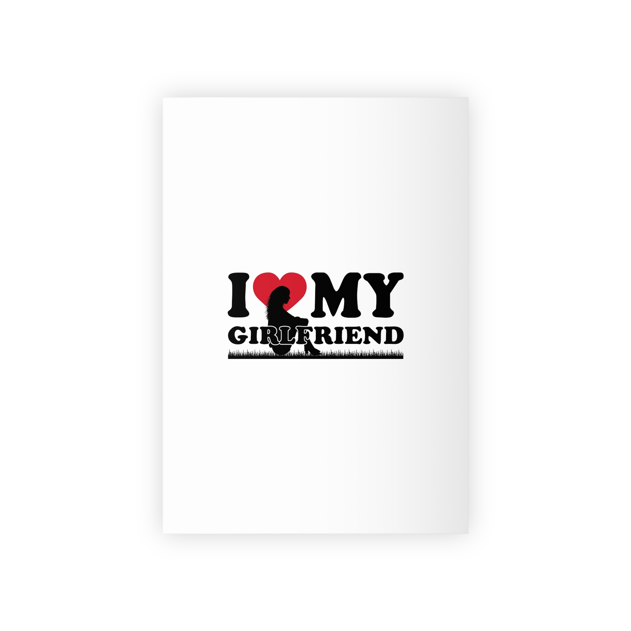 I Love My Girlfriend With Heart Accompanied By Silhouette Girl Sitting Grass Field Gift Wrapping Paper Rolls 1pc