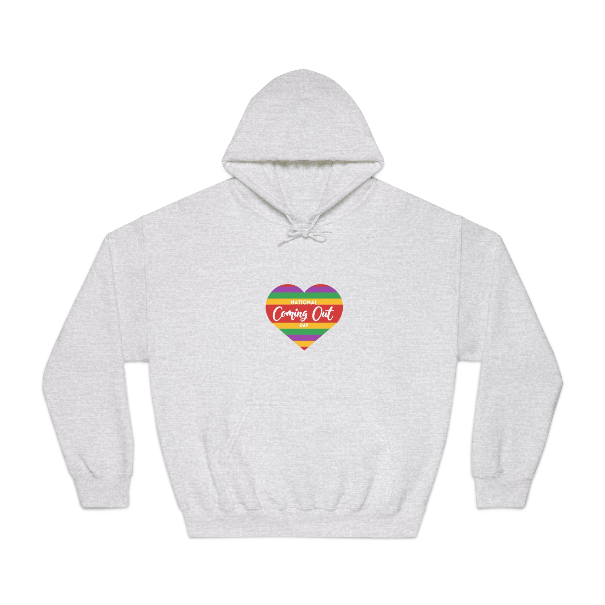 National Coming Out Day Rainbow Heart With Text Pride Lgbtq Unisex Dryblend Hooded Sweatshirt - Image 5
