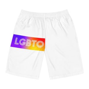 Lgbtq Typography With Rainbow Gradient Background Colorful Vibrant Pride Concept Poster Banner Mens Board Shorts Aop