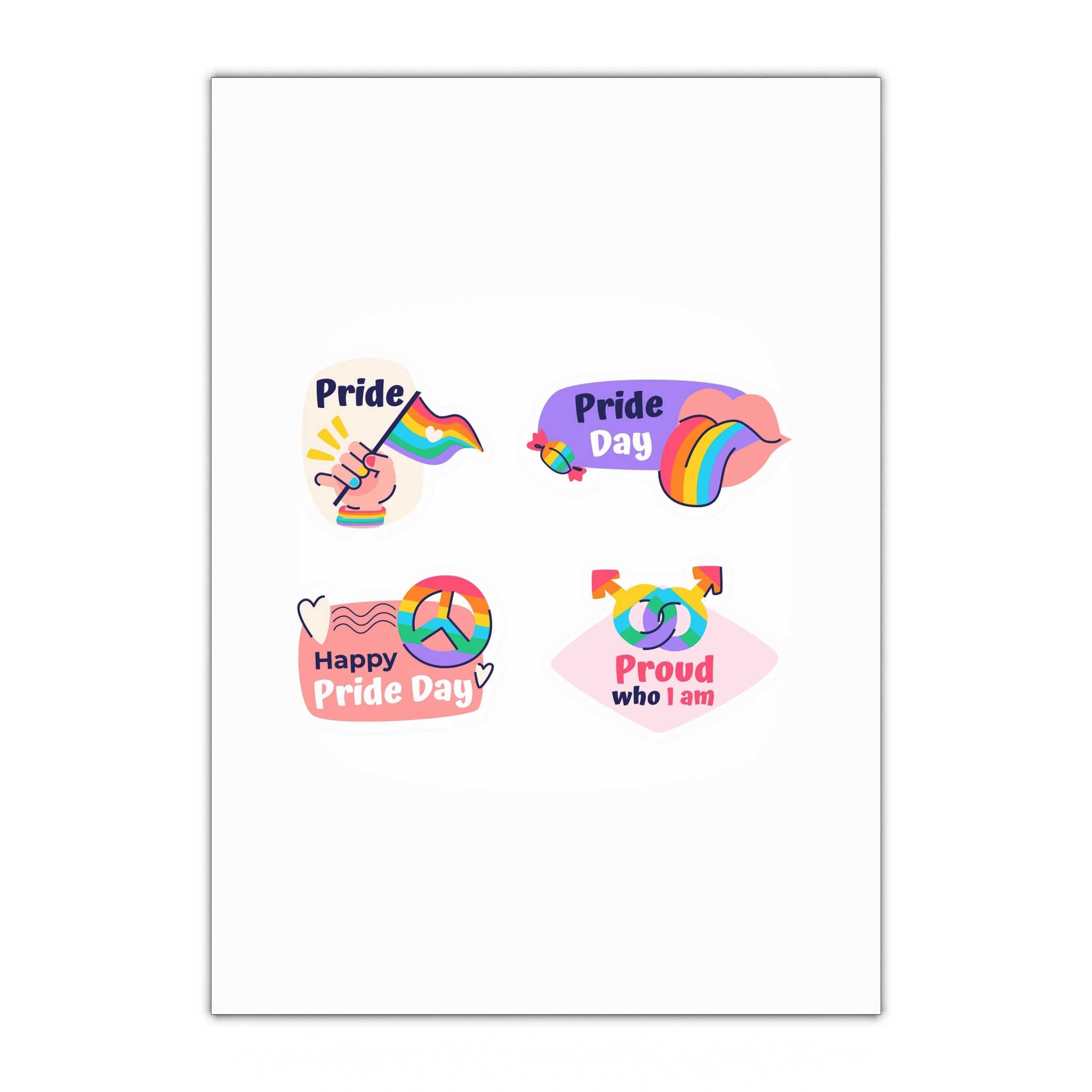 Flat Labels Collection Pride Month Celebration Gift Wrapping Paper Sheets 1pc