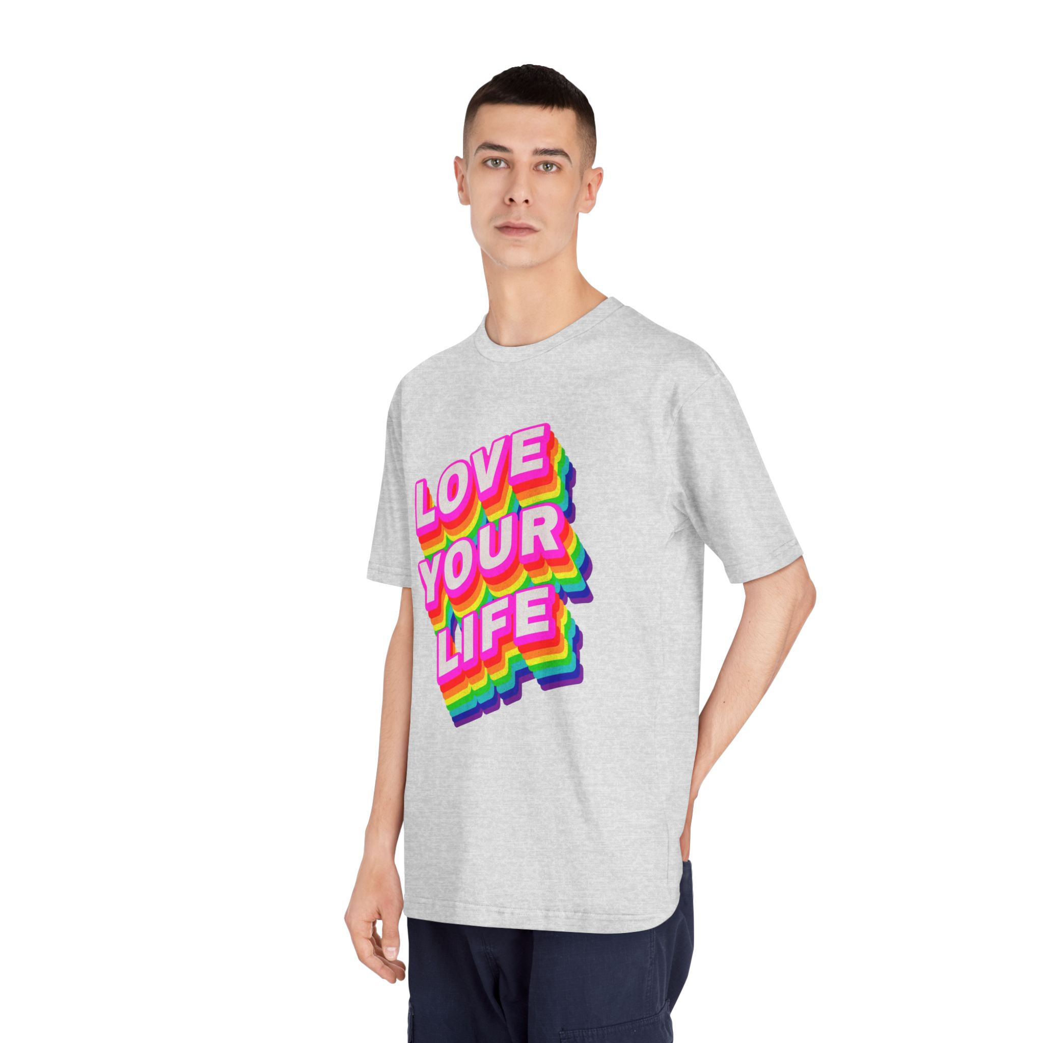 Rainbow Word Love Your Life Typography Design Element - Unisex Classic Crewneck T Shirt - Image 16