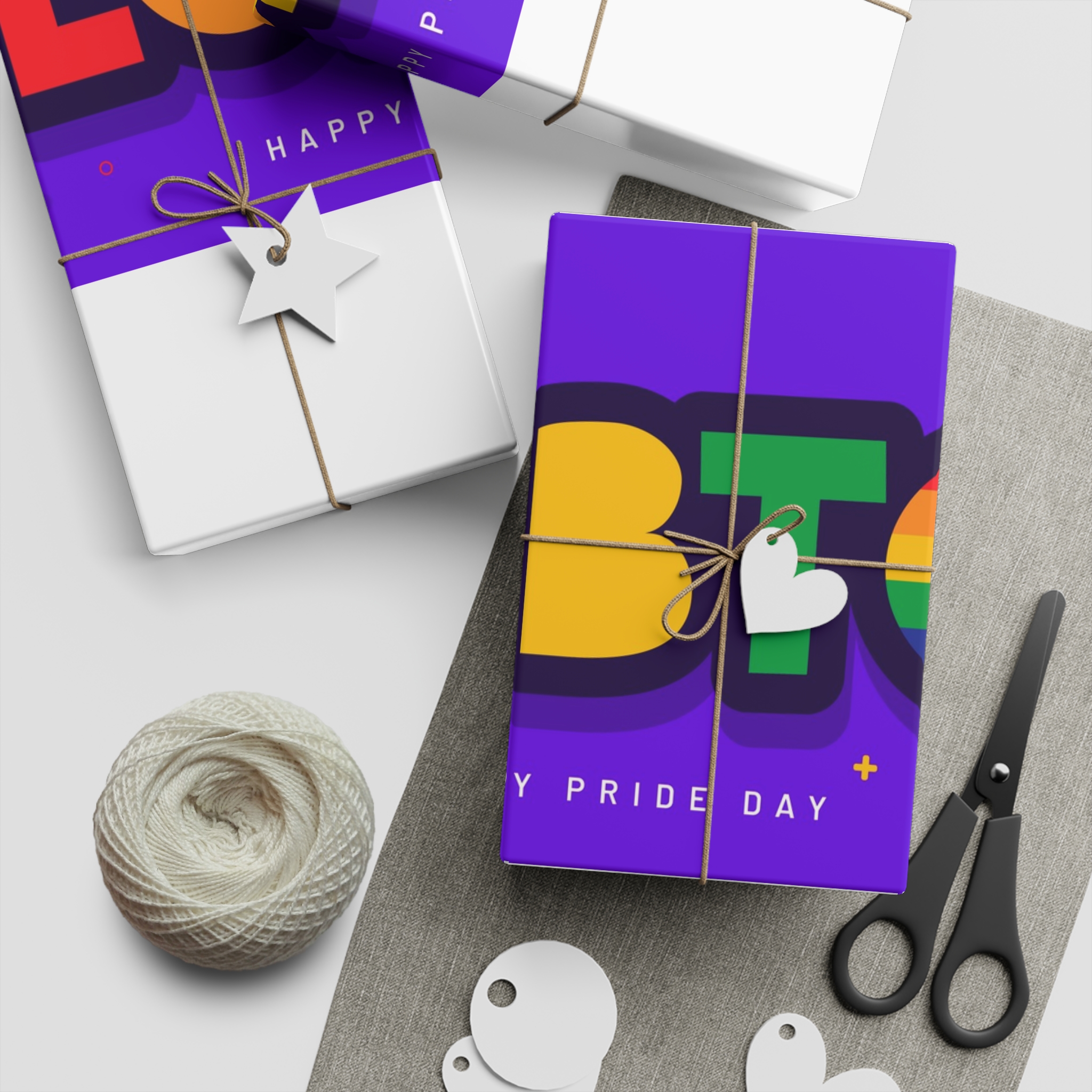 Lgbtq Community Banner Design With Illustration Gay Couple Gift Wrapping Paper Sheets 1pc - Image 5