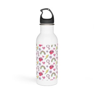 Colorful Seamless Pattern With Feminist Pride Symbols Stainless Steel Water Bottle