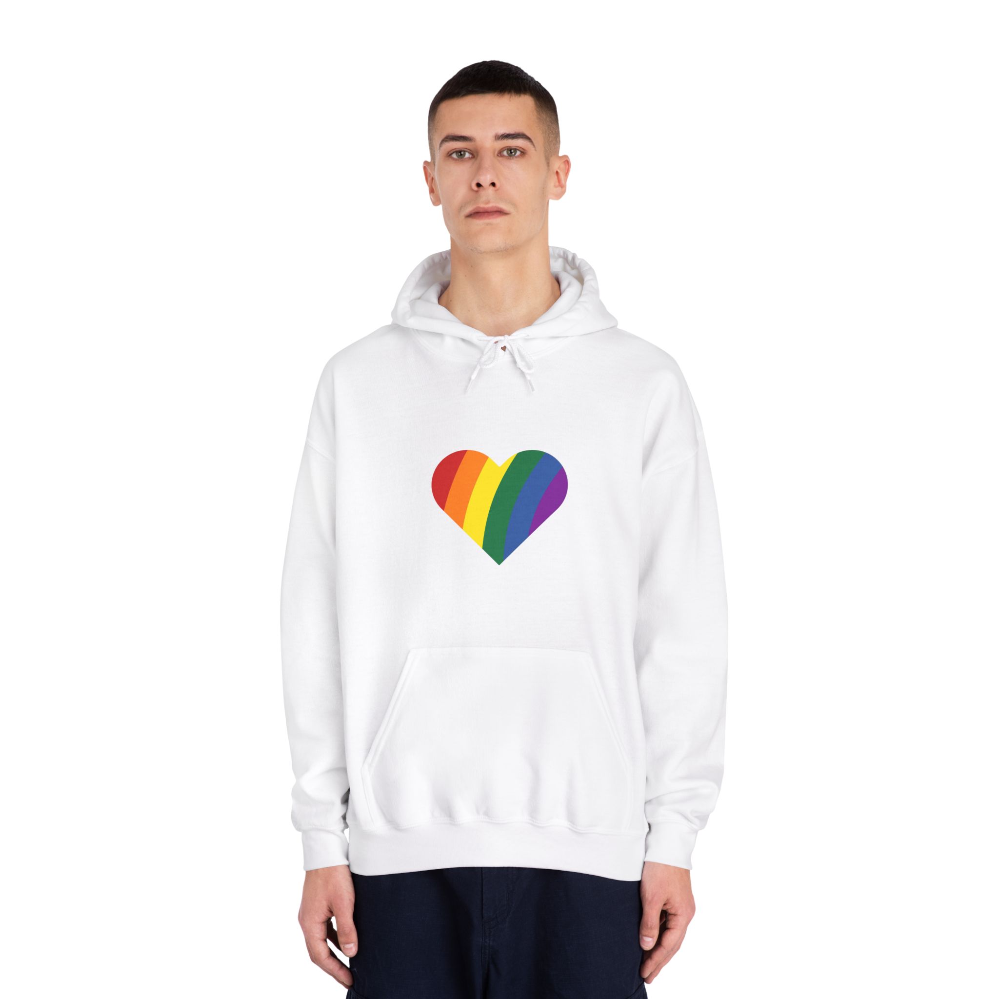 Minimalist Pride Heart Filled With Rainbow Colors Unisex Dryblend Hooded Sweatshirt - Image 3