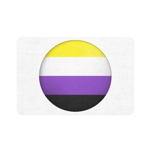 Flag Nonbinary Lgbtq Glossy Circular Flag Button Appearance 3d Icon Design With Depth Pet Food Mat 12x18