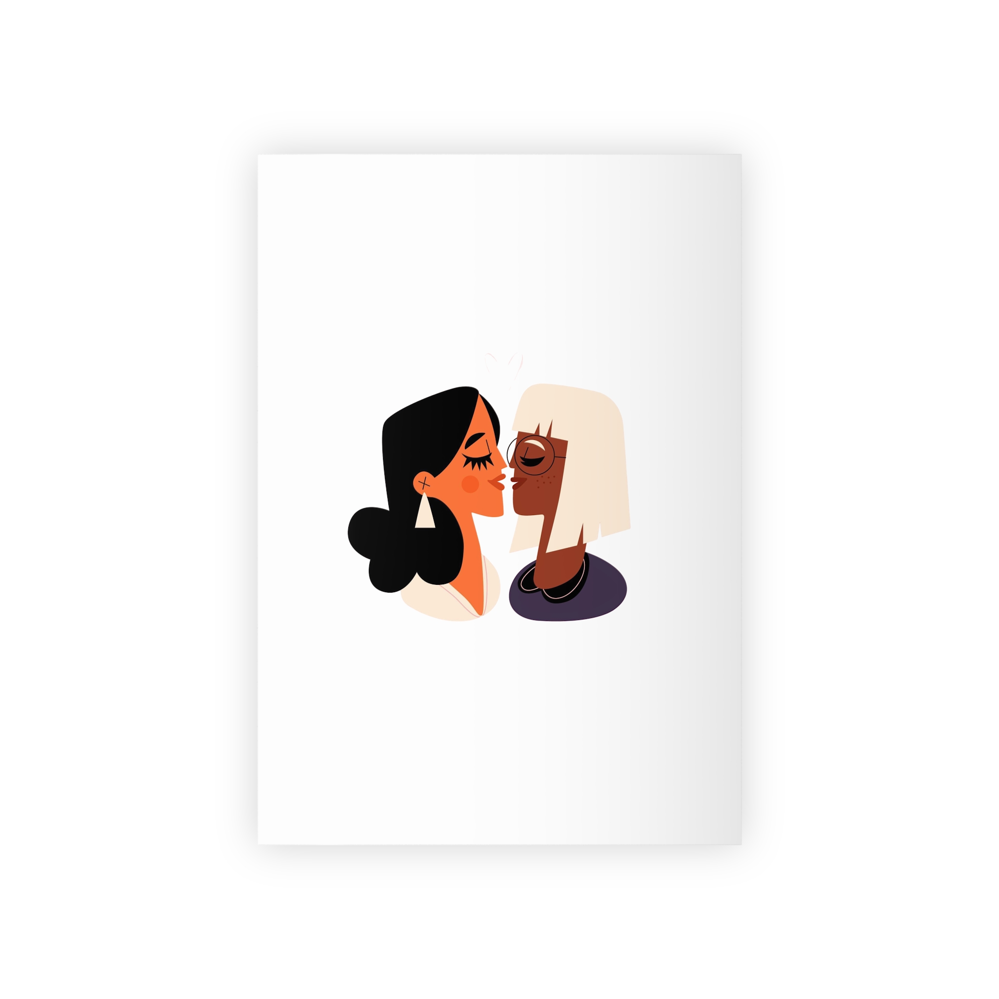 Flat Design Lesbian Couple Kiss Illustration (2) Gift Wrapping Paper Rolls 1pc