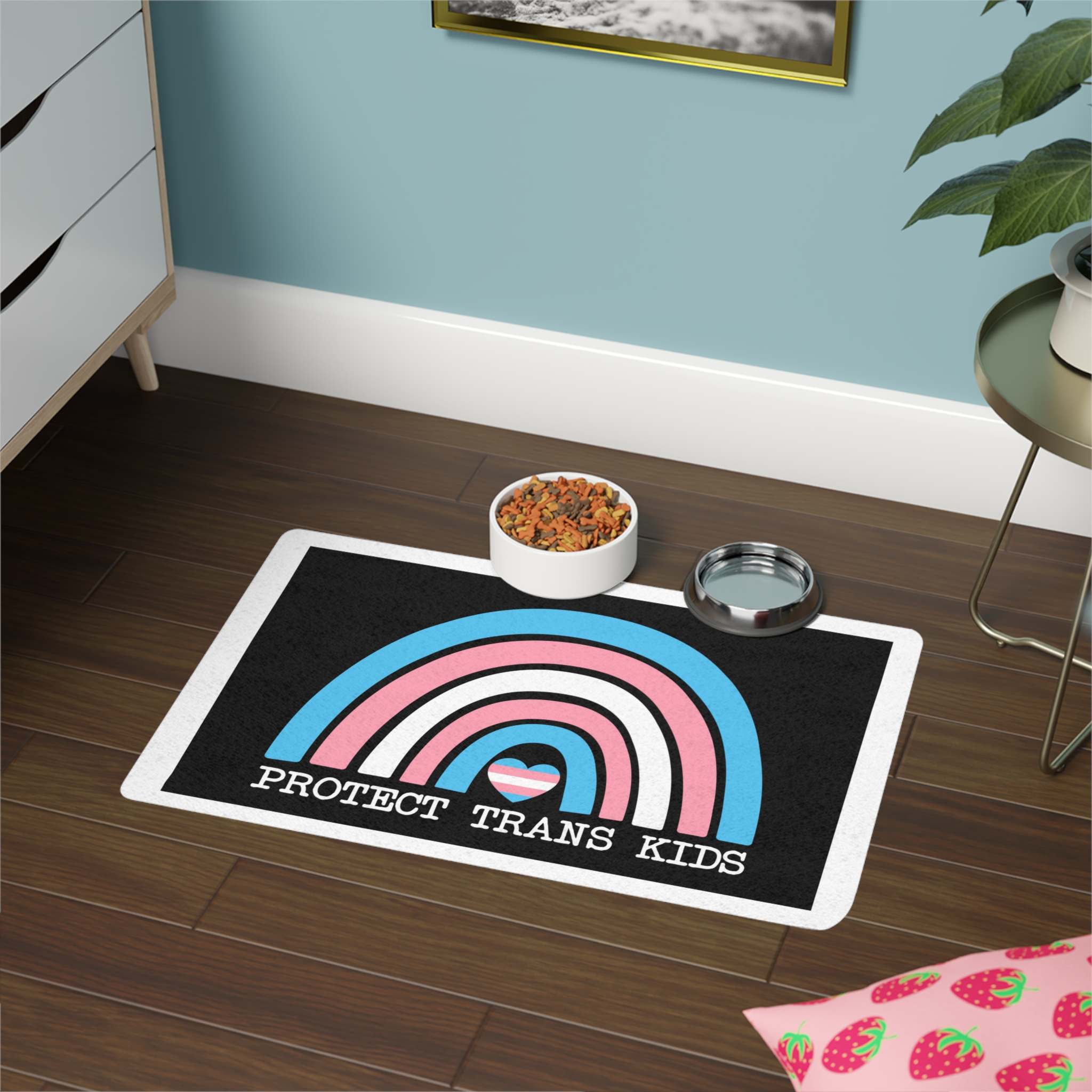 Poster That Says Protection Boys Their Kids Pet Food Mat 12x18 - Image 4
