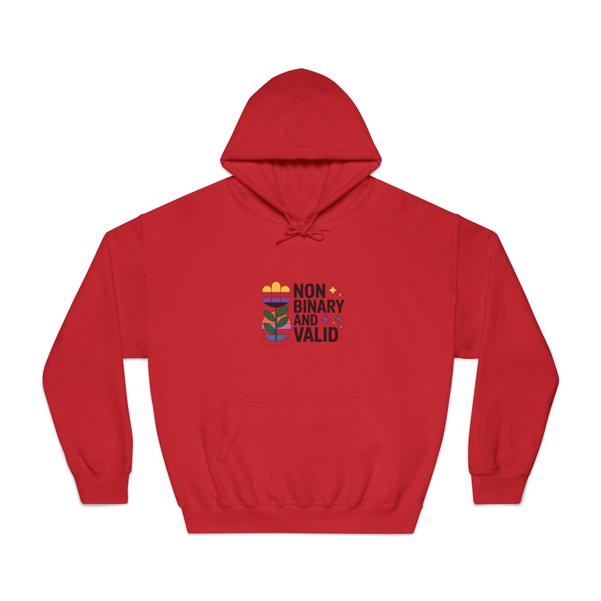Non Binary Valid T Shirt Design Isolated White Background Unisex Dryblend Hooded Sweatshirt - Image 33