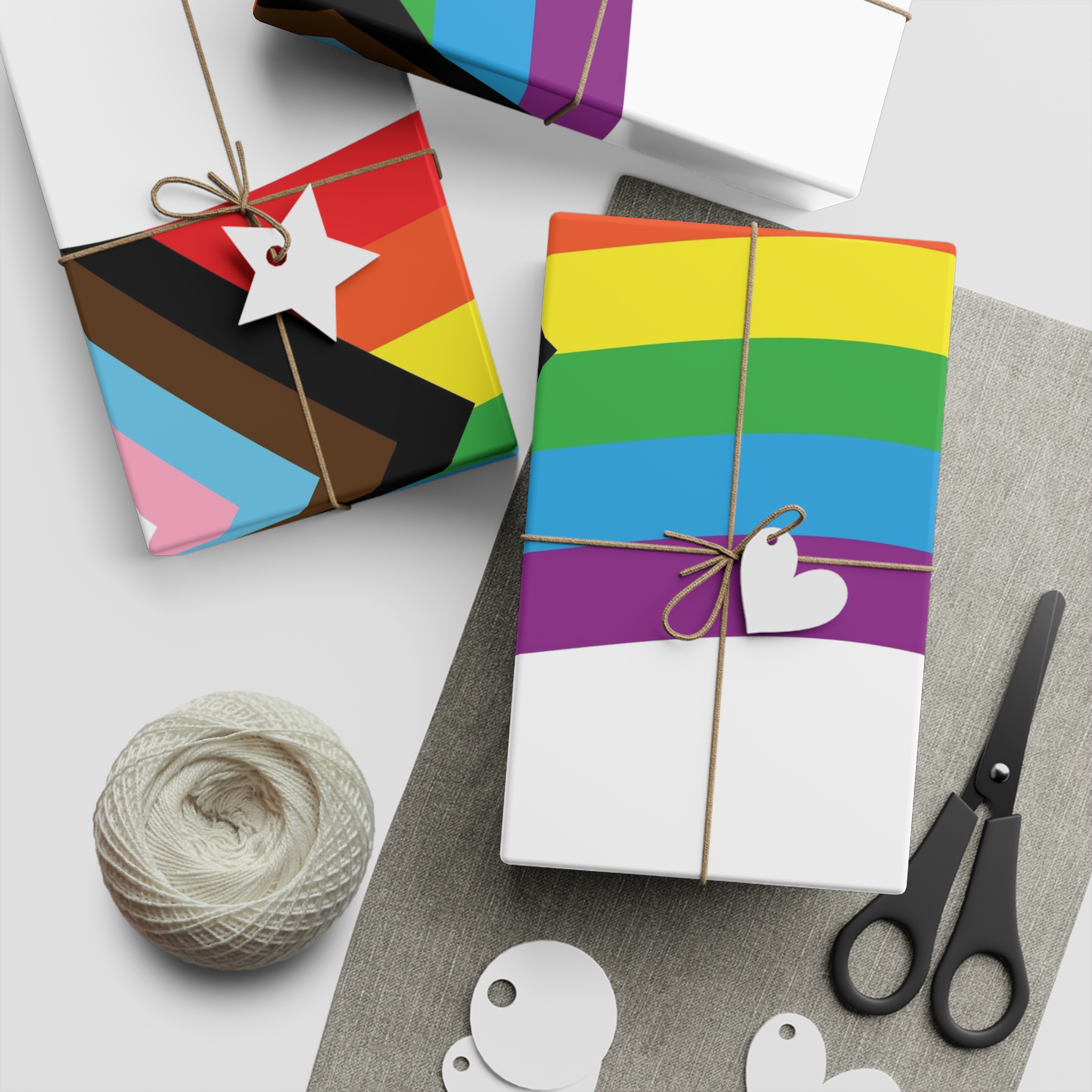 Vector Flat Cartoon New Lgbt Lgbtq Rainbow Flag Gift Wrapping Paper Sheets 1pc - Image 2