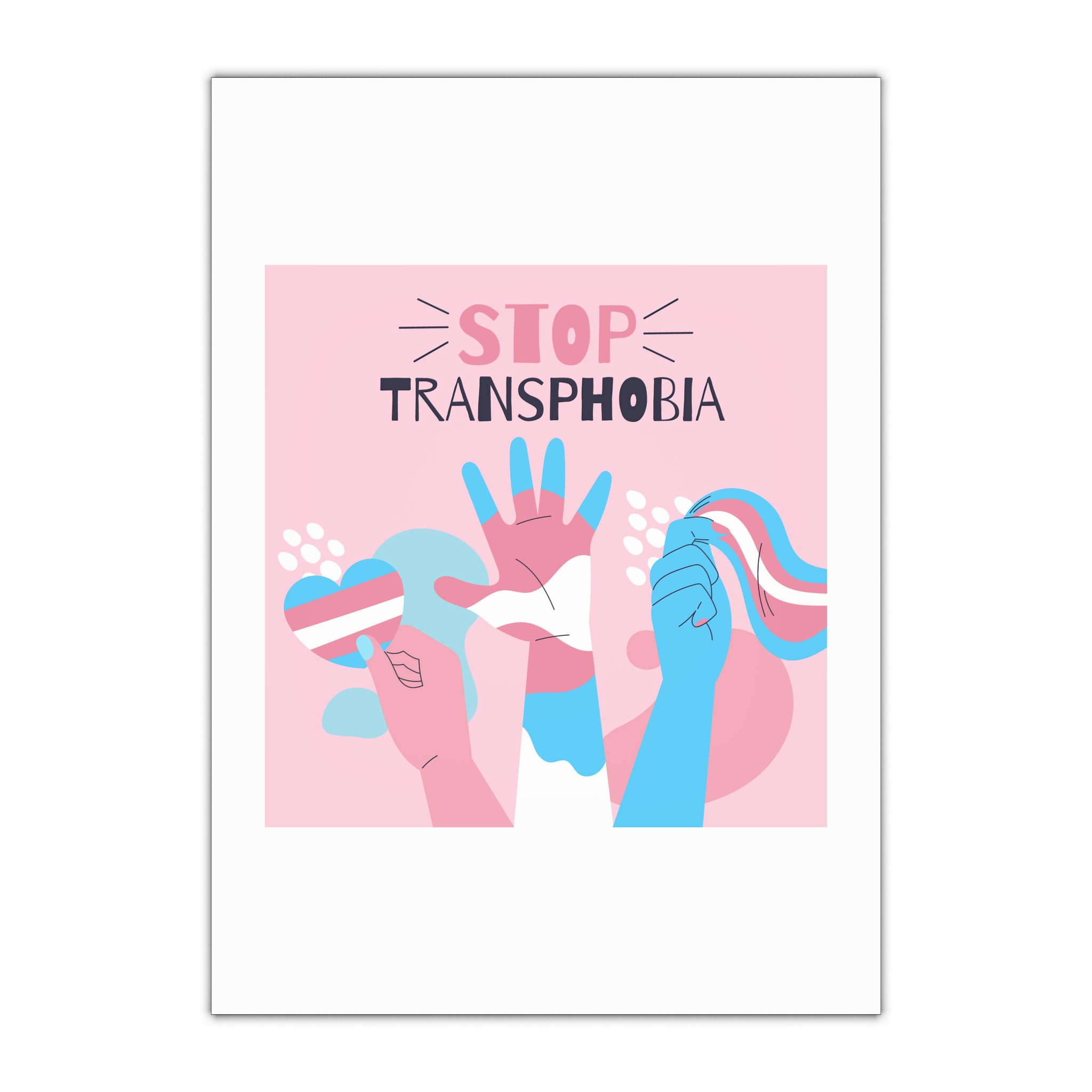 Hand Drawn Flat Design Stop Transphobia Concept Gift Wrapping Paper Sheets 1pc