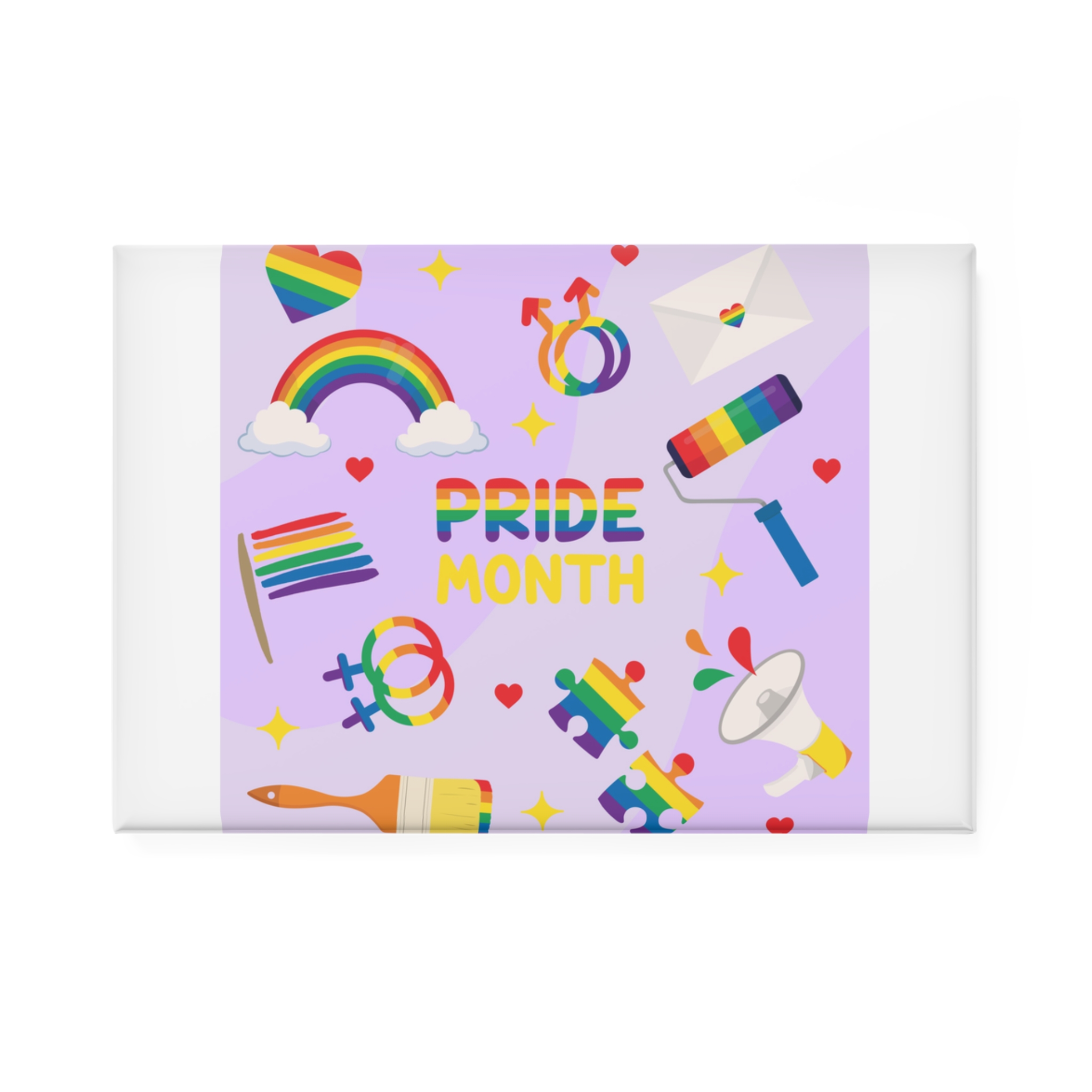 Pride Month Lgbtq Symbol Rainbow Colors Cute Elements Set Button Magnet Rectangle 1 And 10 Pcs - Image 5