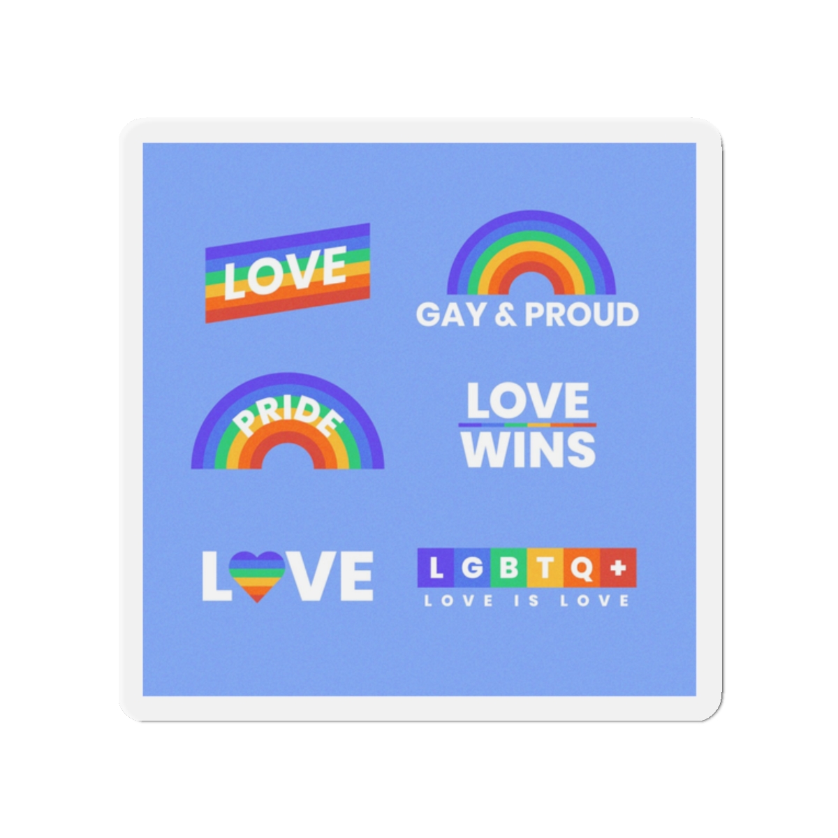 Pride Day Concept Rainbow Labels Die Cut Magnets