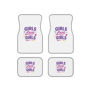 Vibrant Girls Love Girls Vector Illustration Featuring Bold Text Playful Decorative Elements Car Mats Set Of 4