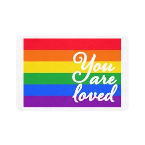 You Are Loved Words Lgbt Pride Flag Background Pet Food Mat 12x18