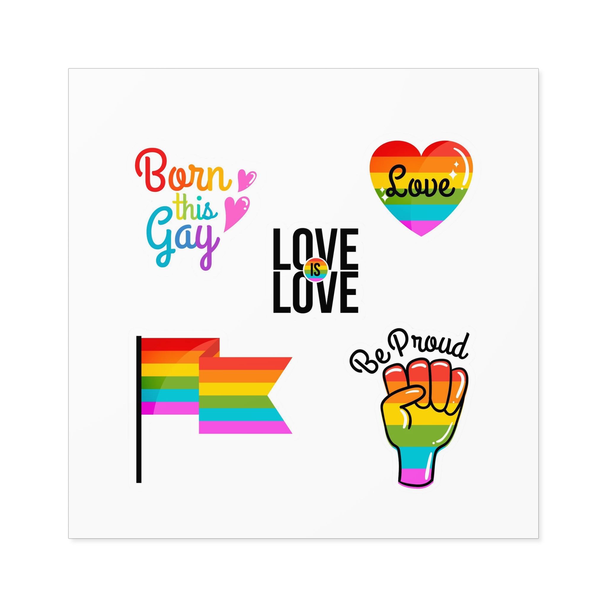 Pride Day Badges With Flag Collection Laminate Stickers Square - Image 49