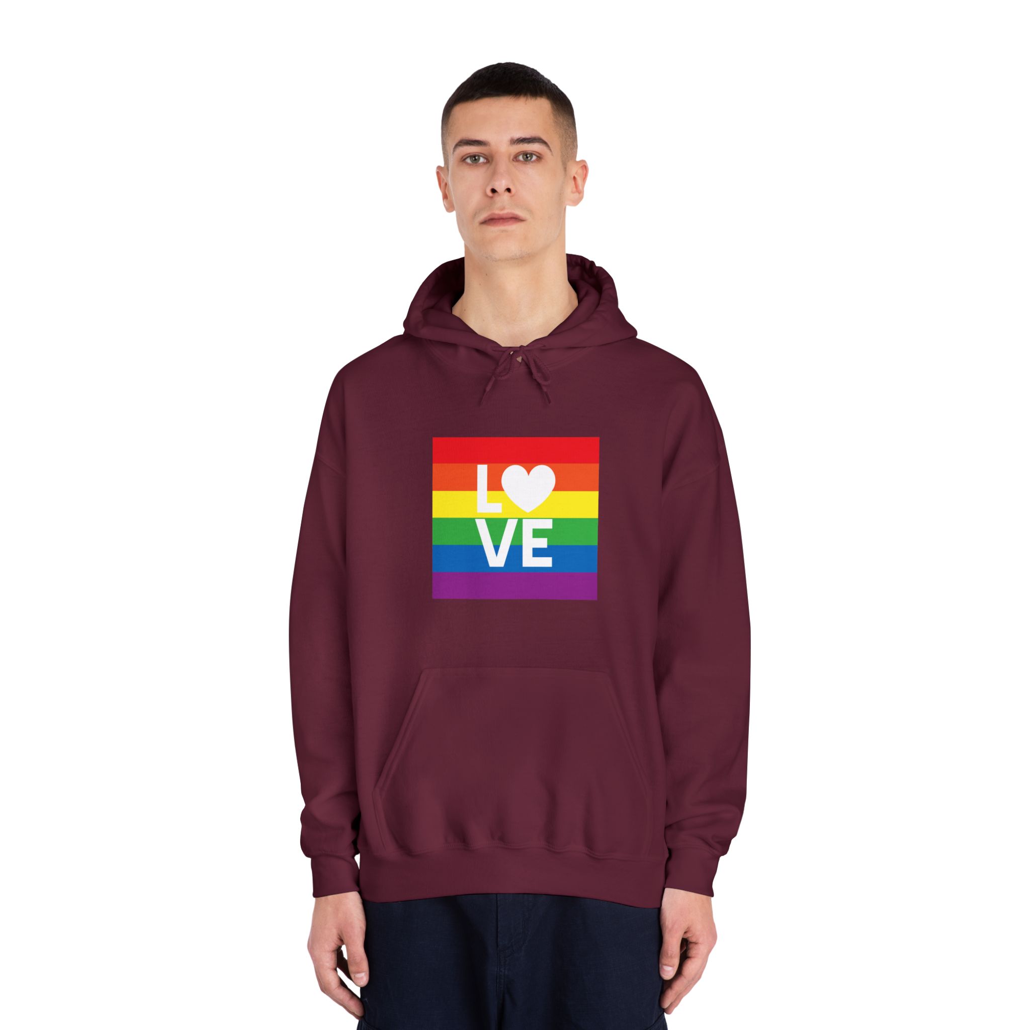 Love Lgbt Heart Squere White Unisex Dryblend Hooded Sweatshirt - Image 19