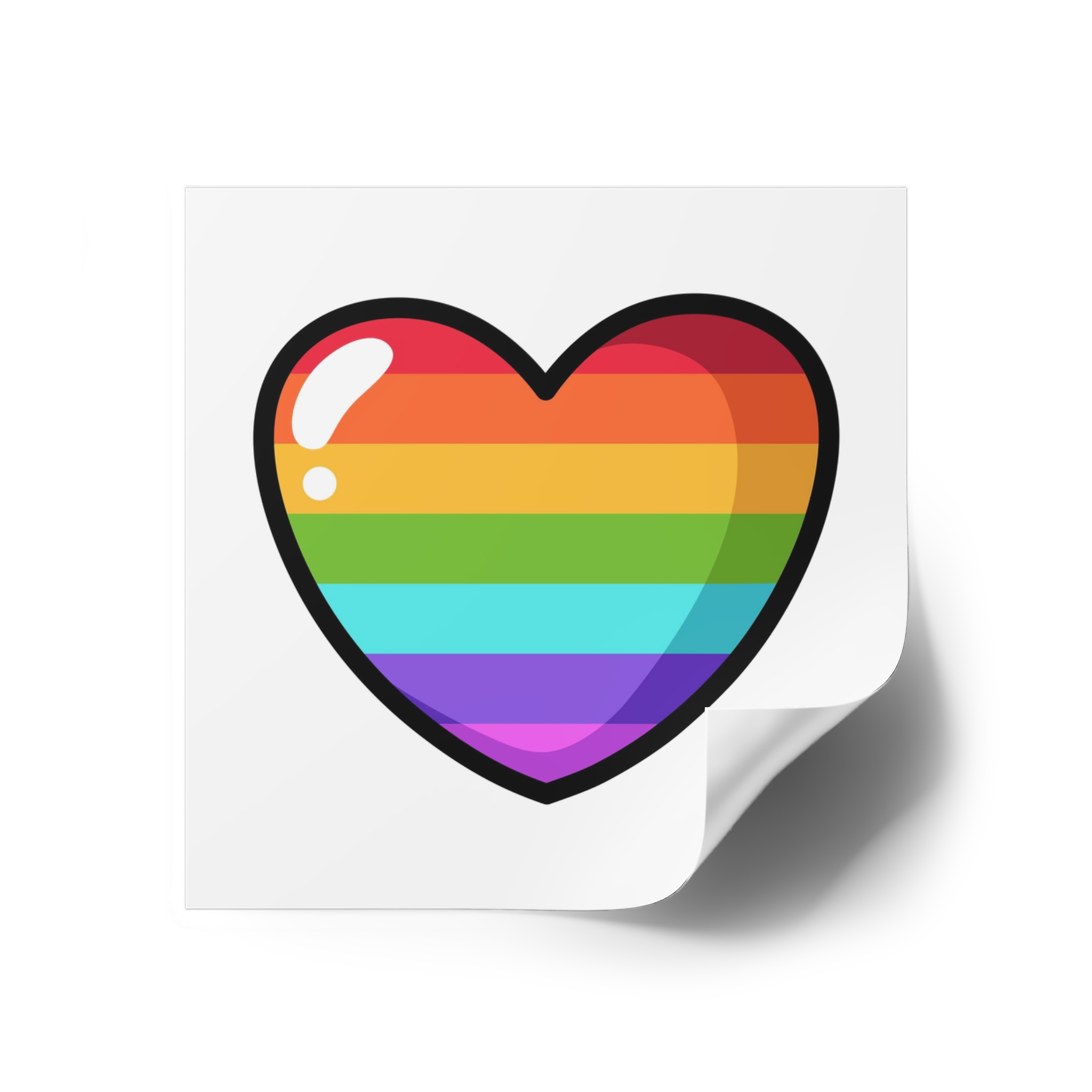 Pride Heart Cartoon Style Laminate Stickers Square - Image 26