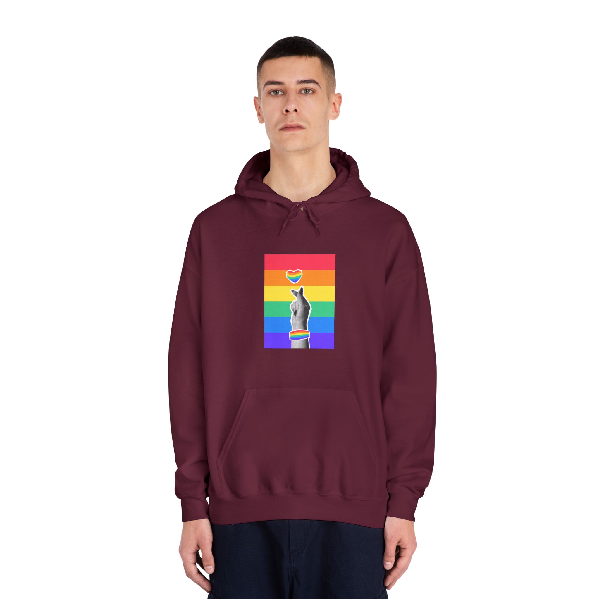 Lgbtq Trendy Retro Collage Halftone Hands Unisex Dryblend Hooded Sweatshirt - Image 19