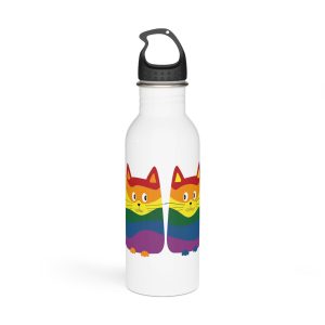 Family Cats With Child Happy Parents Cats Romantic Couple Stainless Steel Water Bottle