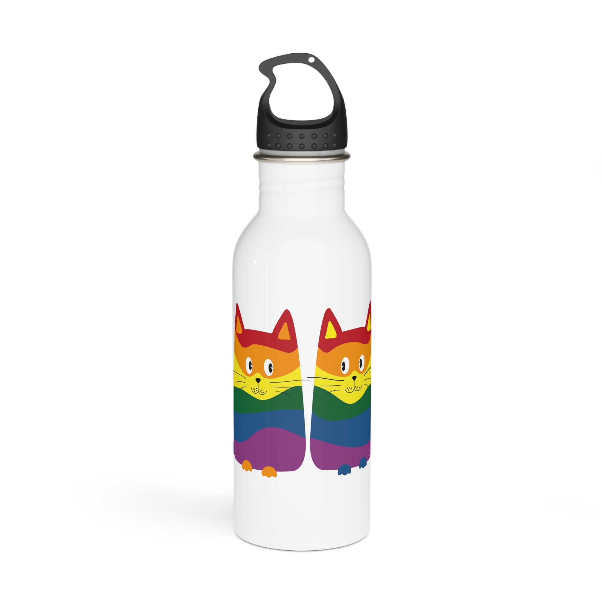 Family Cats With Child Happy Parents Cats Romantic Couple Stainless Steel Water Bottle