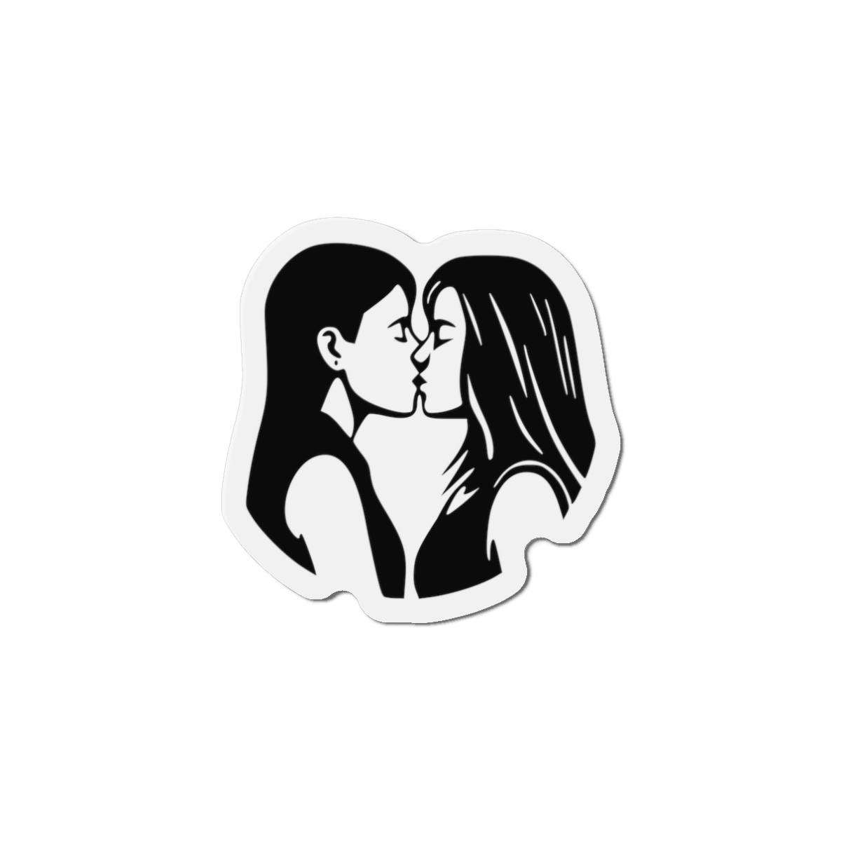 Lesbian Couple Kissing Lgbt Pride Black Outlines Isolated Vector Illustration Die Cut Magnets - Image 4