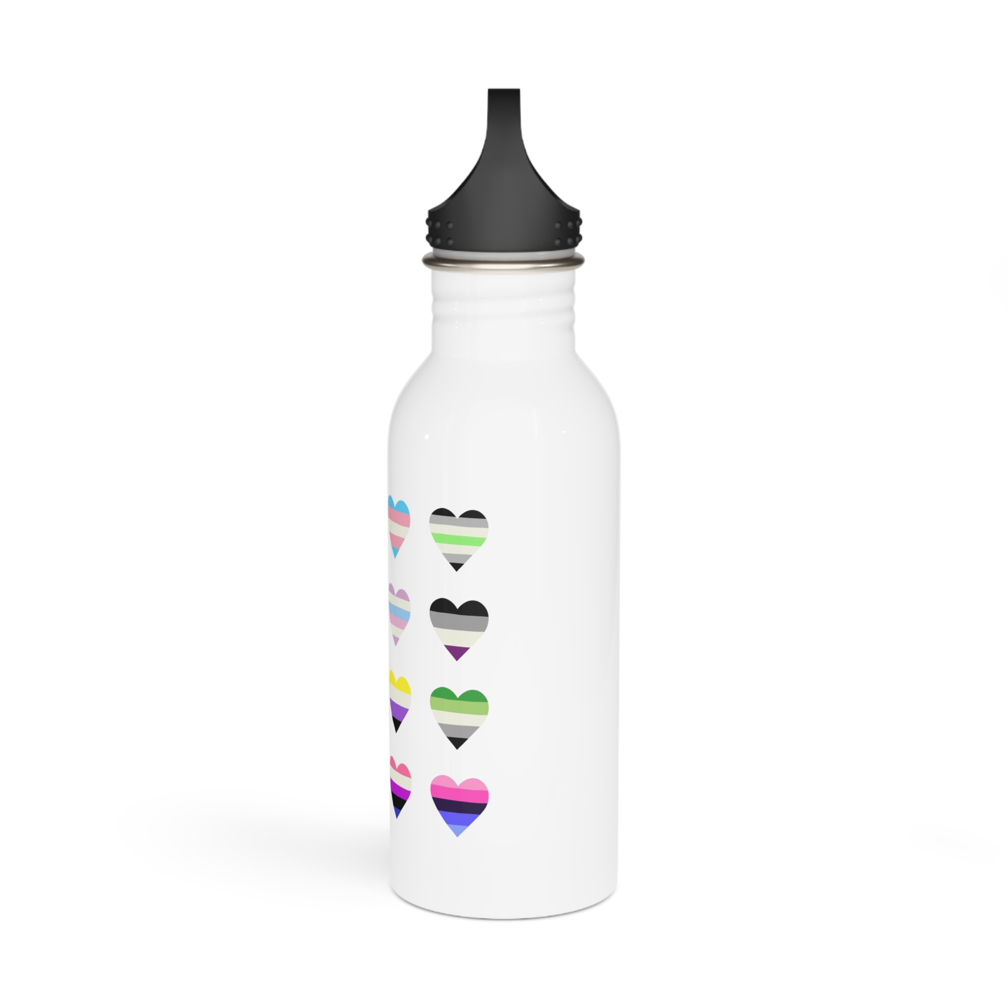 Set Colorful Lgbtq Pride Flag Heart Shape Gender Equality Sexual Identity Pride Flags Collection Lgbtqia Community Pride Month (1) Stainless Steel Water Bottle - Image 4