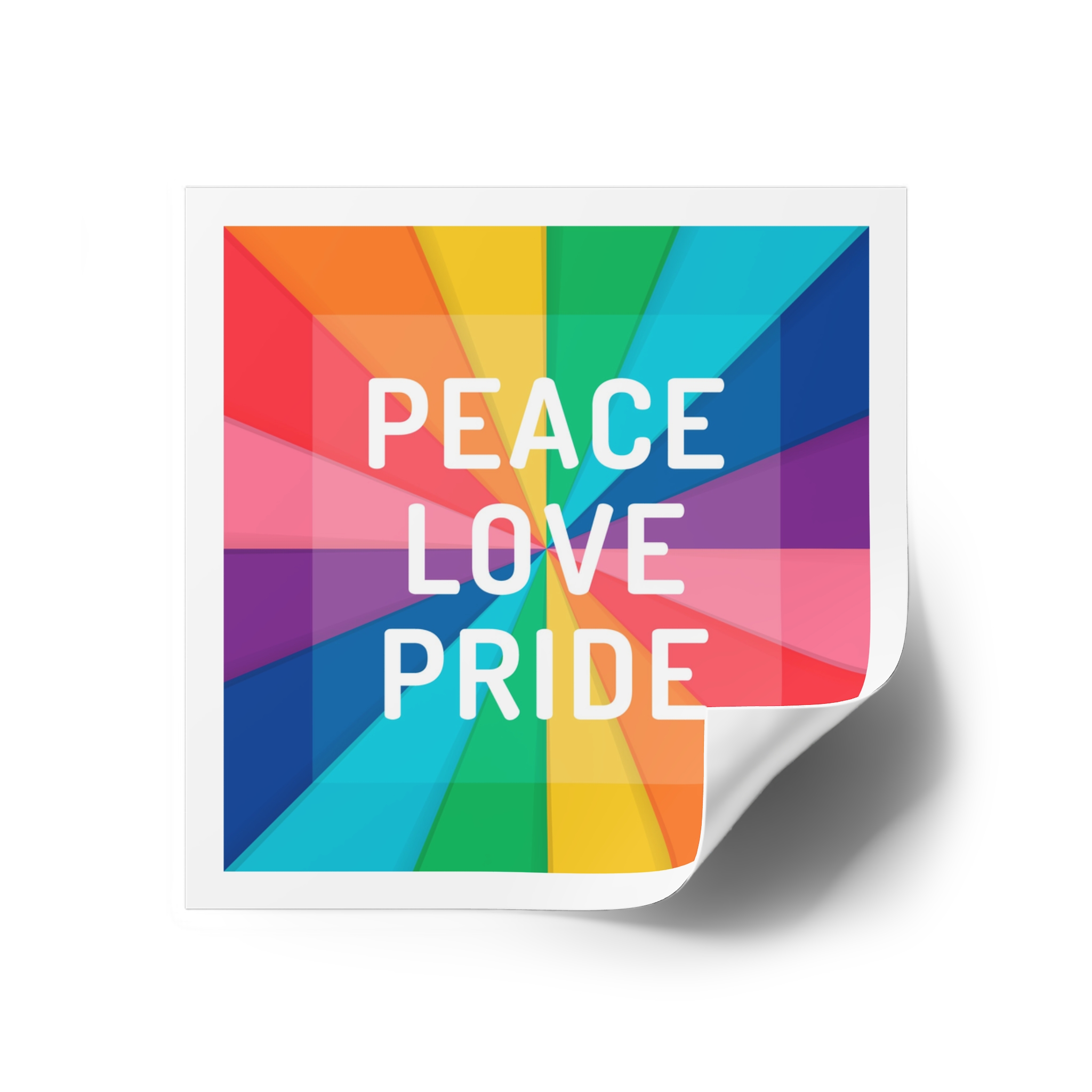 Rainbow Colored Background With Peace Love Pride Concept Pride Month Laminate Stickers Square - Image 70
