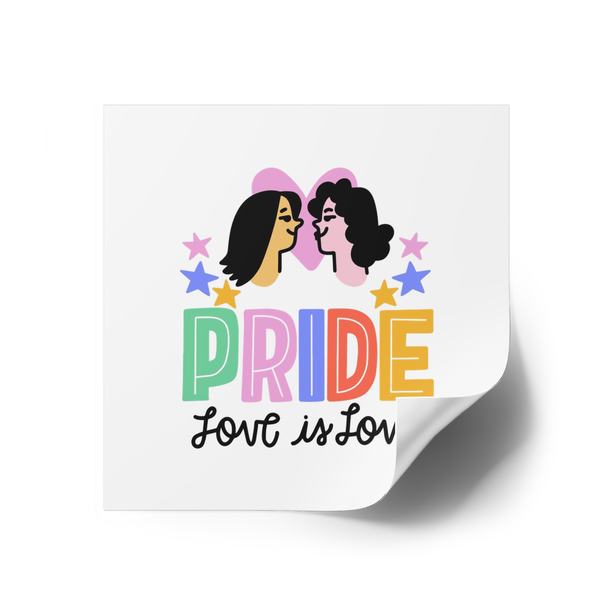 Pride Day Lettering With Lesbian Couple Laminate Stickers Square - Image 18