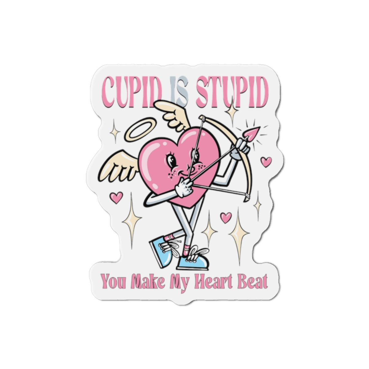 Love Cupid Holding Bow Tshirt Design Die Cut Magnets