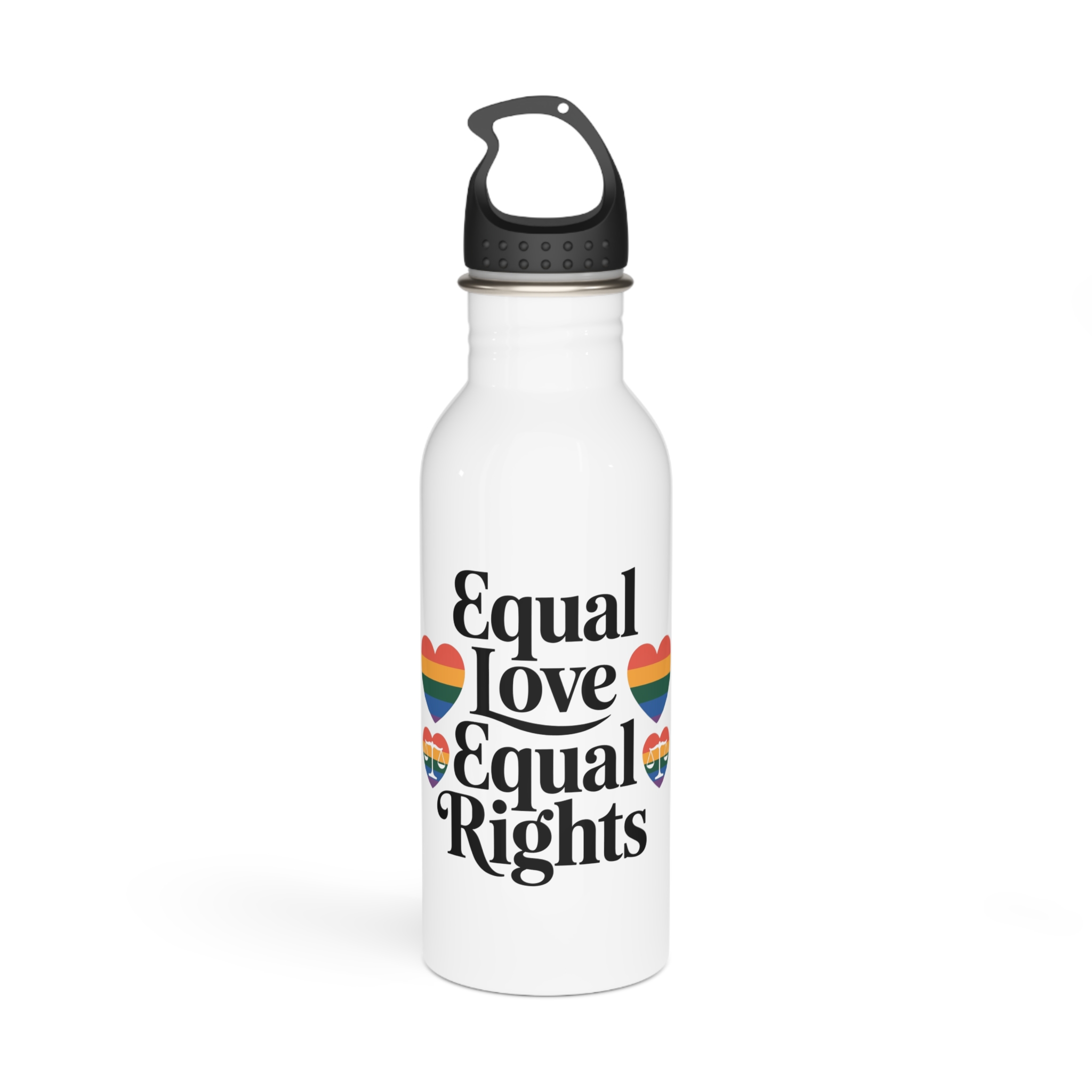Equal Love Equal Rights T Shirt Design Isolated White Background Stainless Steel Water Bottle