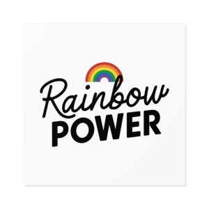 Rainbow Power T Shirt Design Isolated White Background Laminate Stickers Square