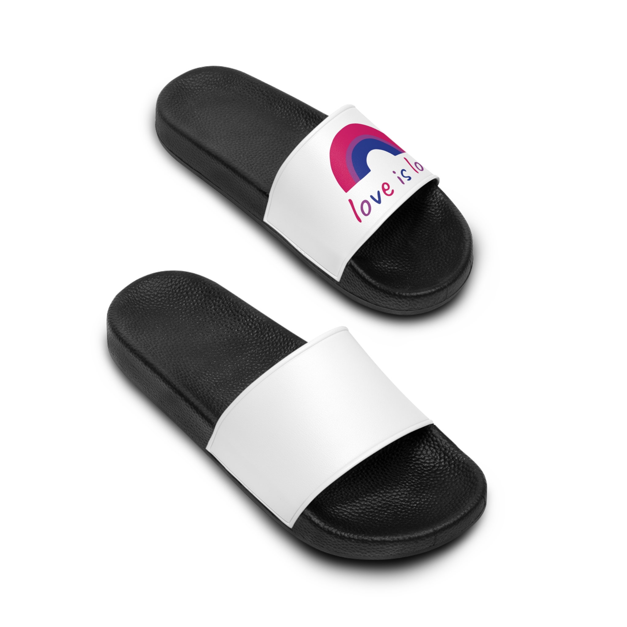 Colorful Rainbow Shape Bisexual Pride Flag Happy Pride Day Lgbtqia Community Pride Month Vector Hand Drawn Doodle Posters Stickers Logo Cards (1) Mens Slide Sandals - Image 4