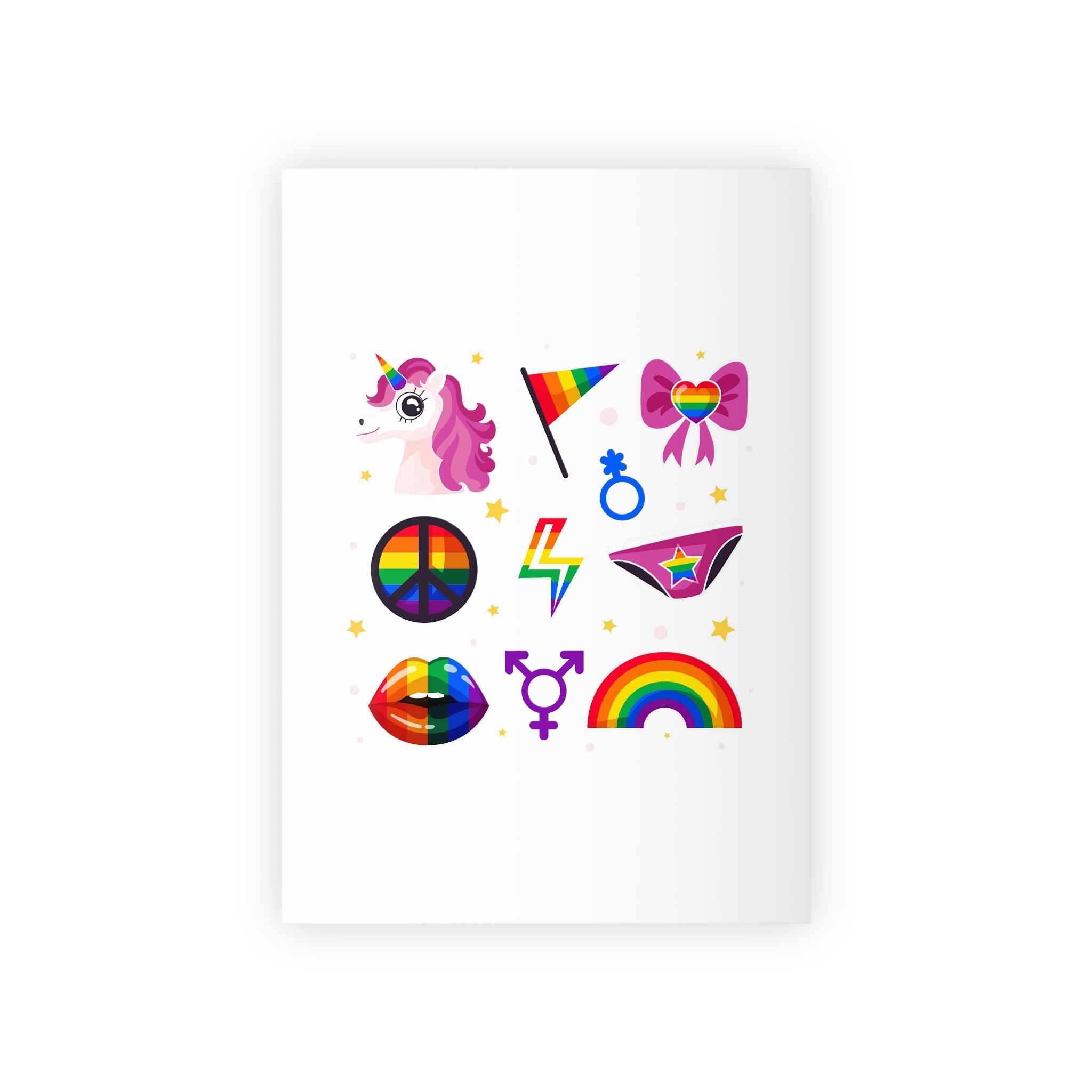 Flat Pride Month Lgbt Elements Collection(1) Gift Wrapping Paper Rolls 1pc