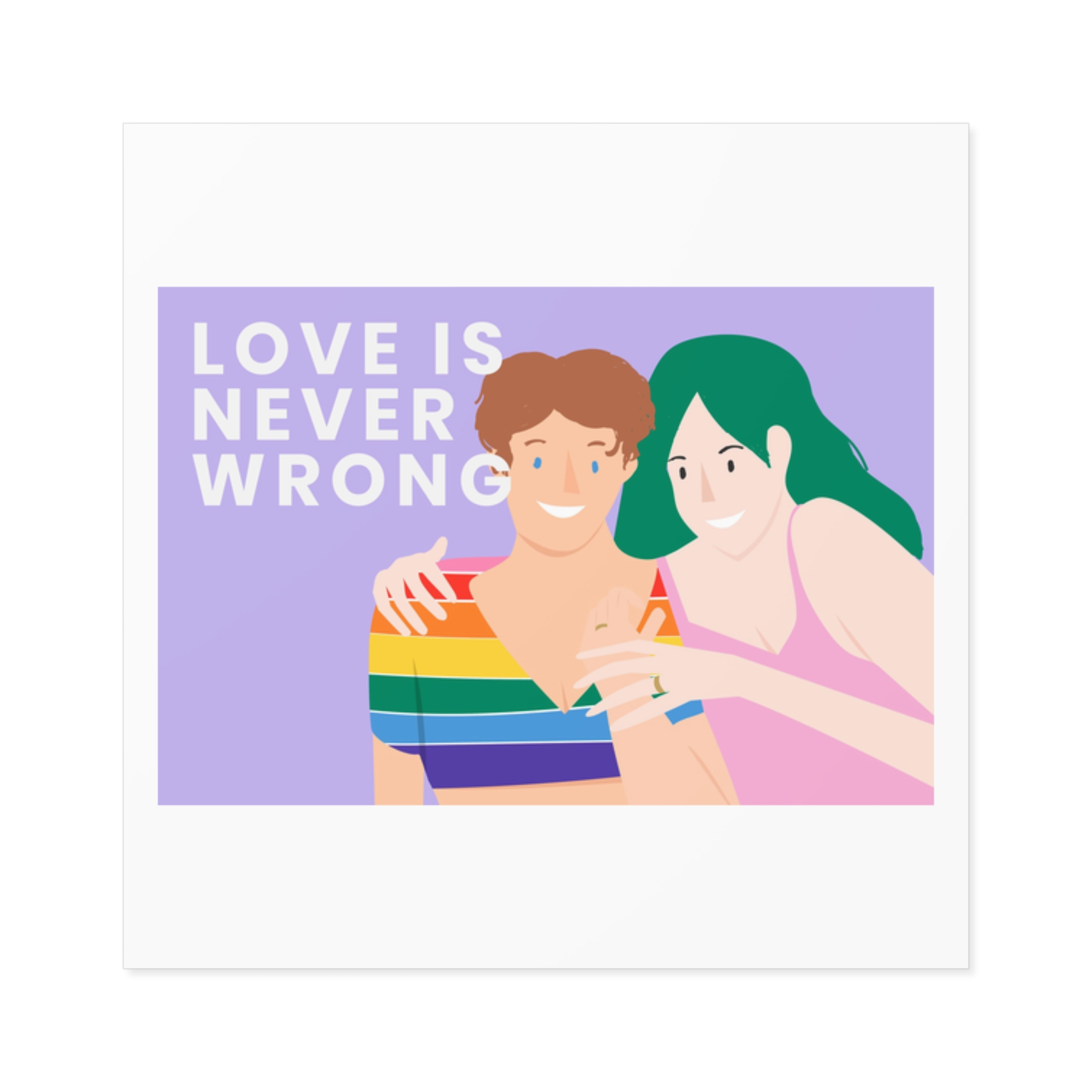 Lgbtq Gay Couple Banner Template Pride Month Laminate Stickers Square - Image 9