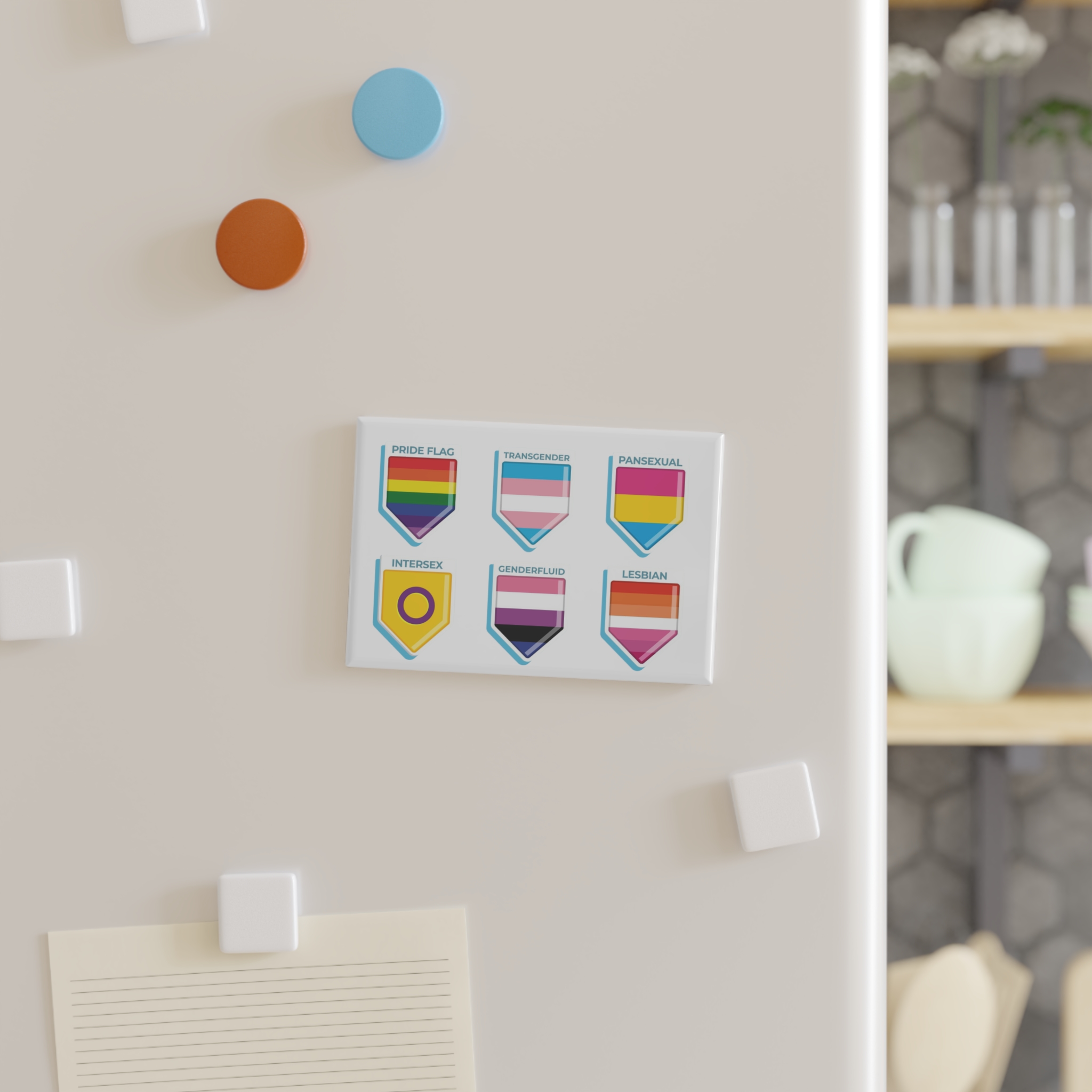Flat Pride Month Lgbt Flags Collection Button Magnet Rectangle 1 And 10 Pcs - Image 3