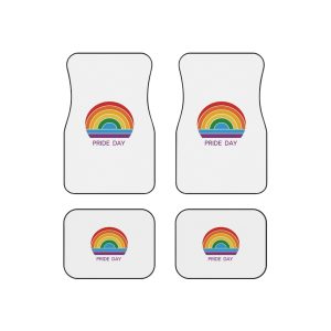 Rainbow Pride Day Celebration Logo With Multicolor Arches Text Lgbtq Support Equality Awareness Car Mats Set Of 4