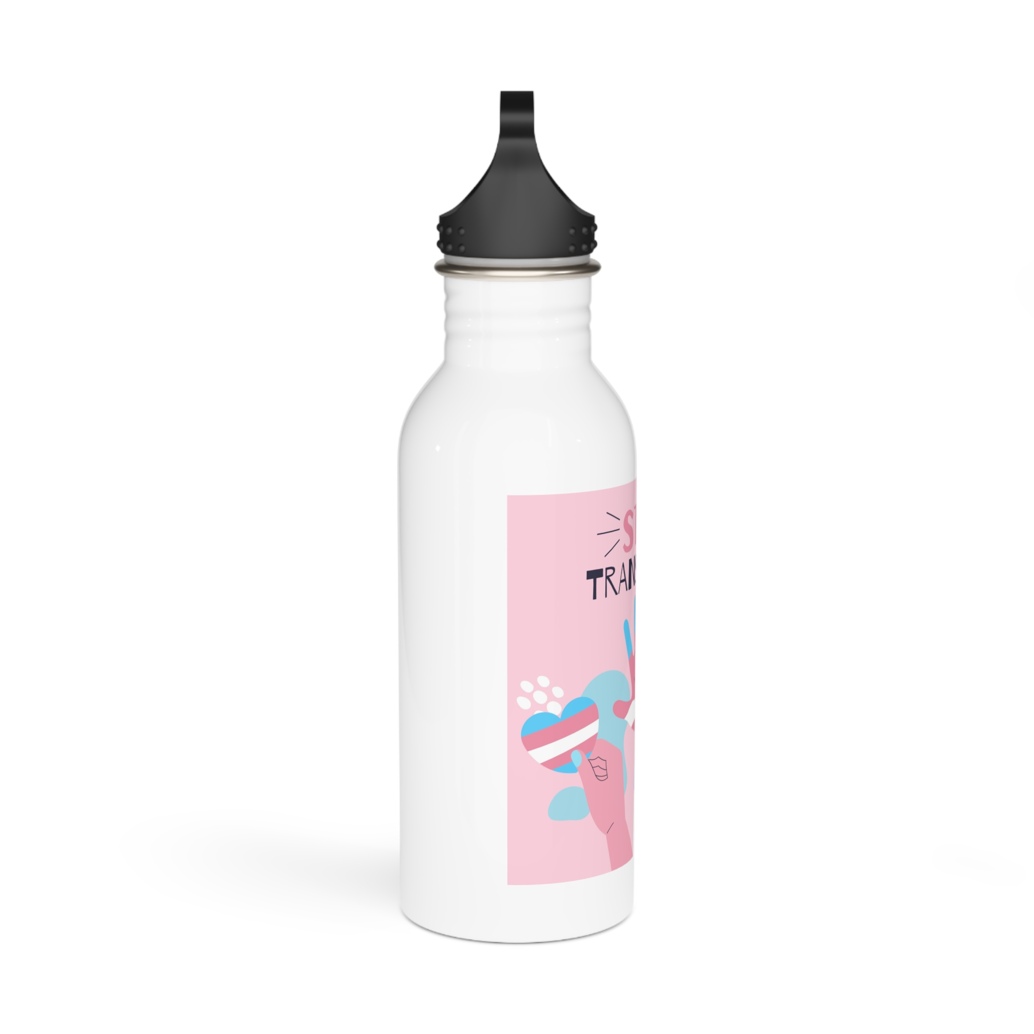Hand Drawn Flat Design Stop Transphobia Concept Stainless Steel Water Bottle - Image 2