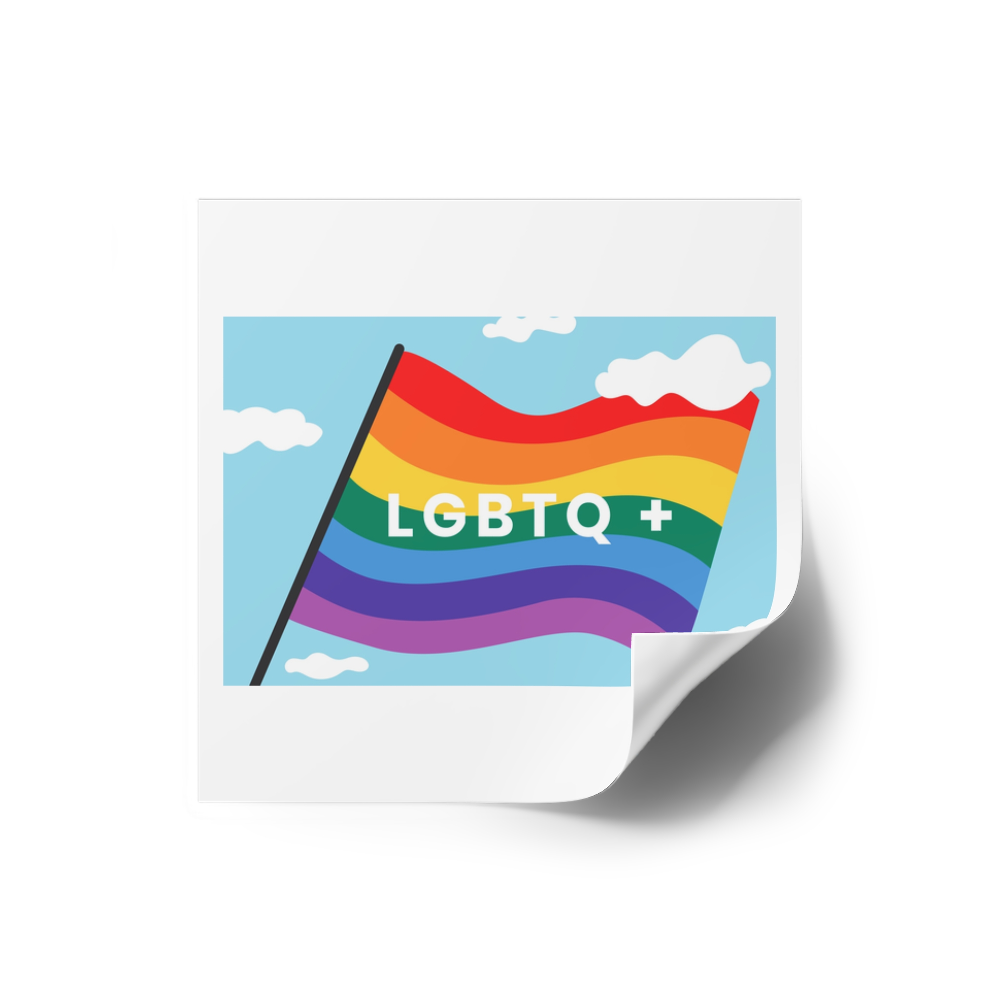 Rainbow Flag Banner Template Lgbtq Rights Laminate Stickers Square - Image 10