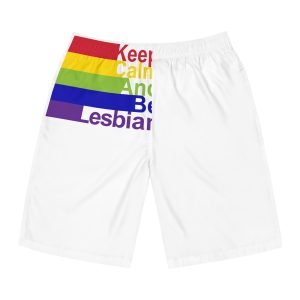 Lgbt Concept Motivating Phrase Colors Rainbow Keep Calm Be Yourself Mens Board Shorts Aop